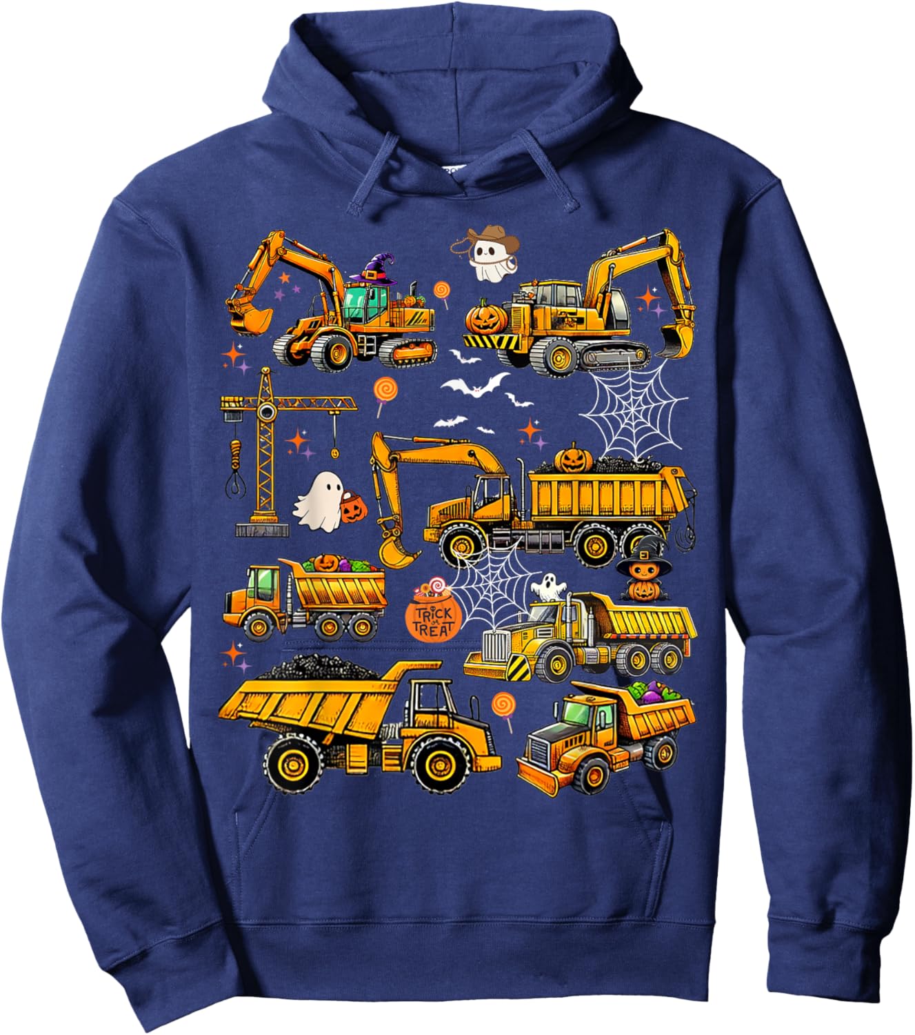 Halloween Construction Trucks Halloween Costume Boys Toddler Hoodie - Hoodie | Navy