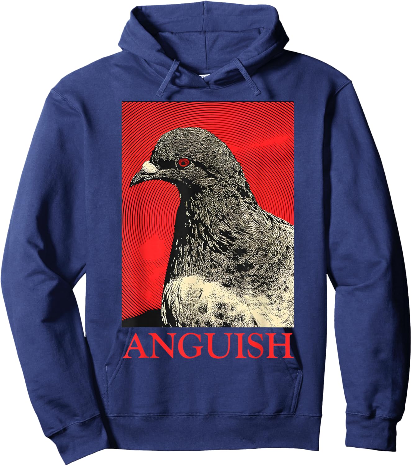 Anguish Pigeon vintage , Small, Black Hoodie - Hoodie | Navy