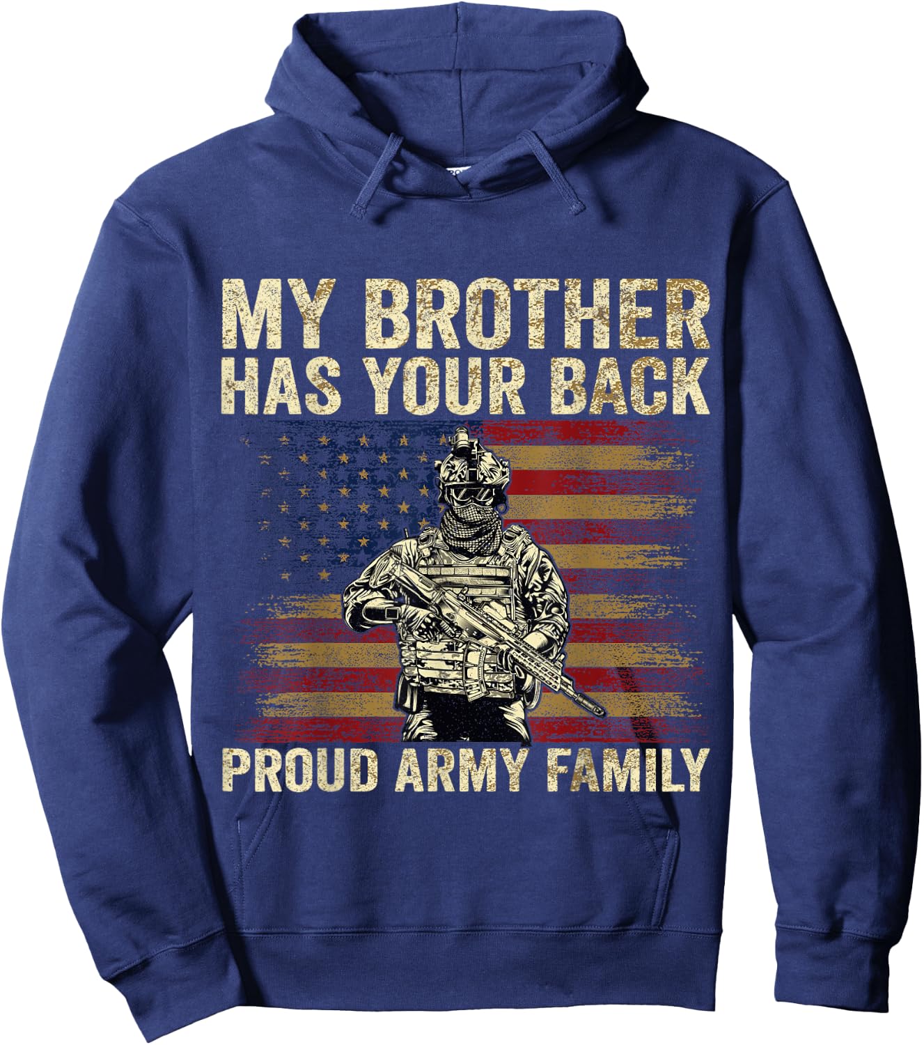My Brother Has Your Back Proud Army Family Veteran Brother Hoodie - Hoodie | Navy