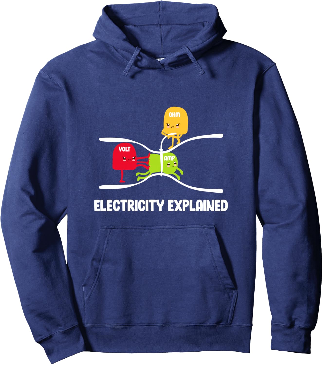 Electricity Explained Volt Ohm Amp Funny Electrician Hoodie - Hoodie | Navy