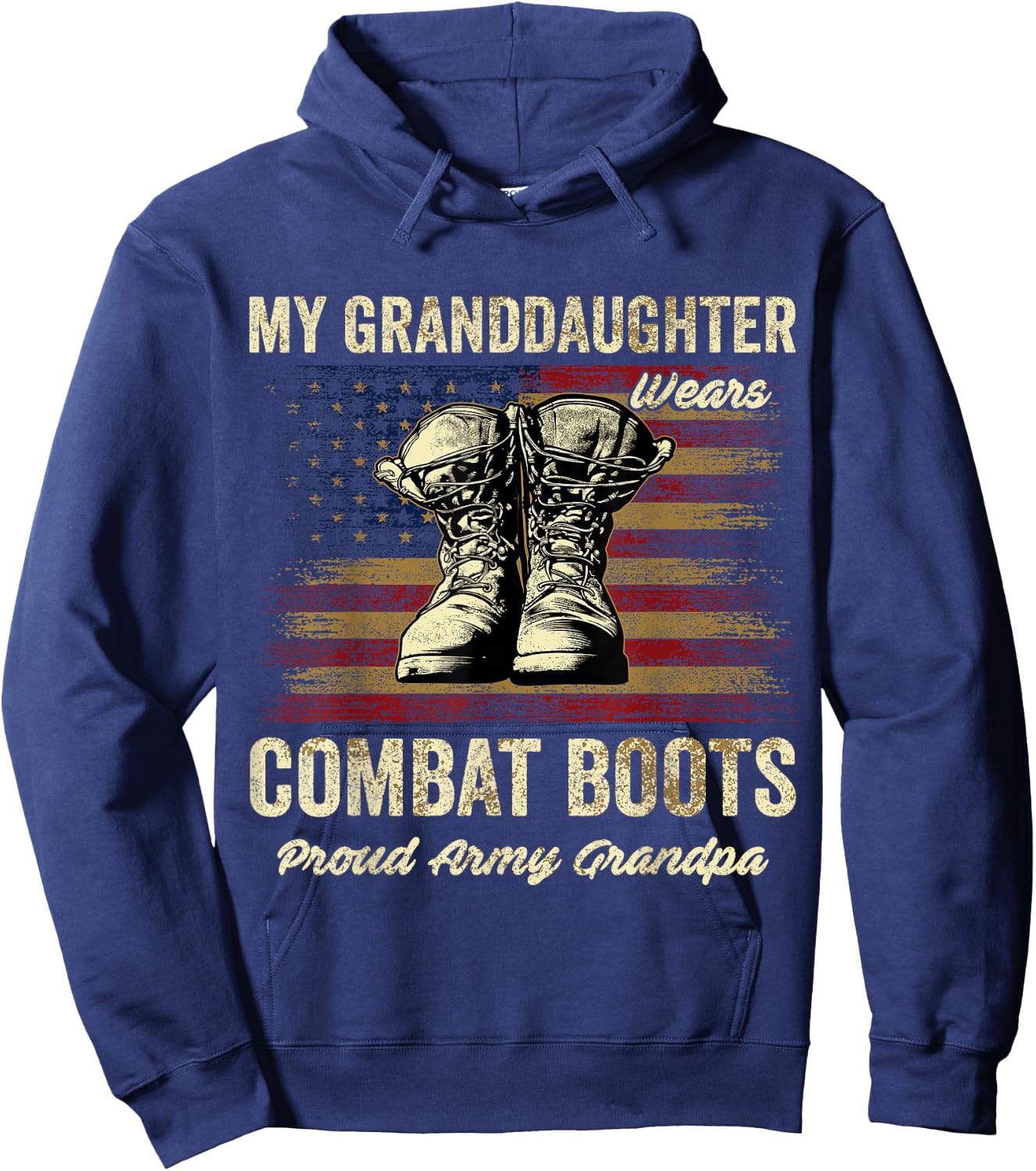 My Granddaughter Wears Combat Boots Proud Army Grandpa Hoodie - Hoodie | Navy