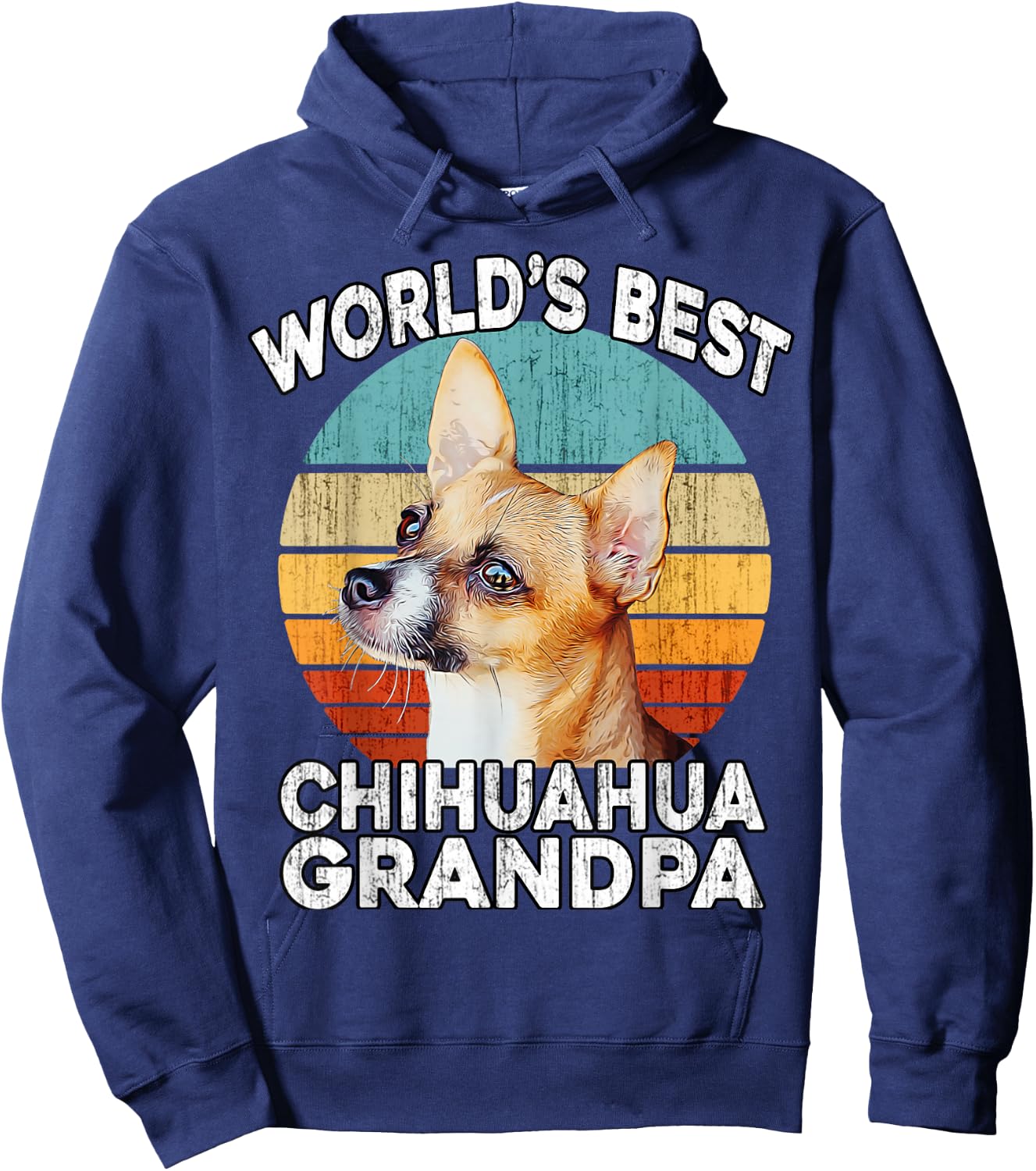Chihuahua Grandpa Funny World's Best Chihuahua Grandpa Retro Hoodie - Hoodie | Navy