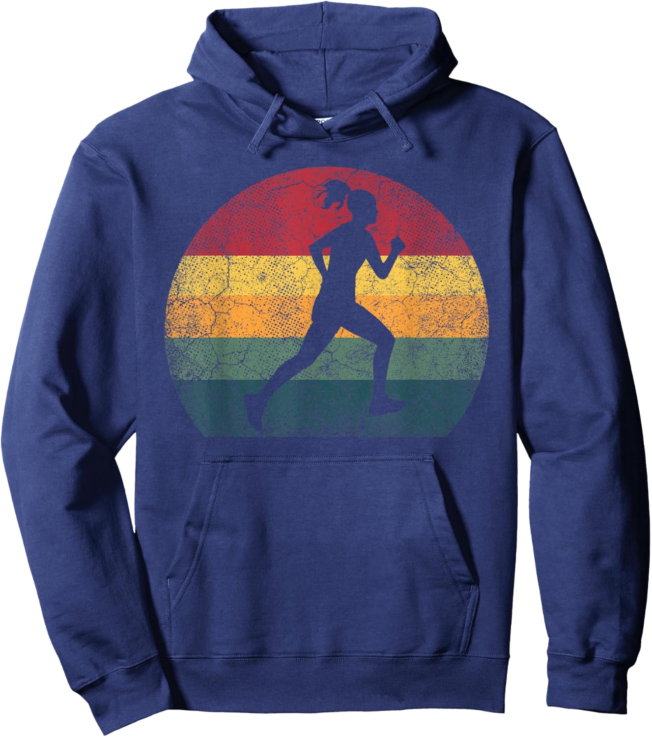 Runner Running Exercise Vintage Retro Style Girl Women Gift Hoodie - Hoodie | Navy