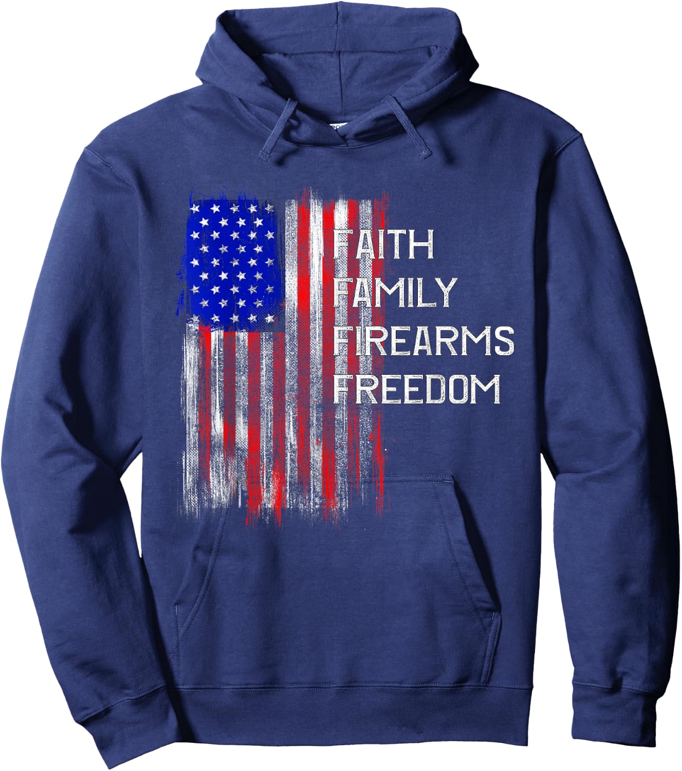 Faith Family - Freedom Patriotic American Flag USA Hoodie - Hoodie | Navy