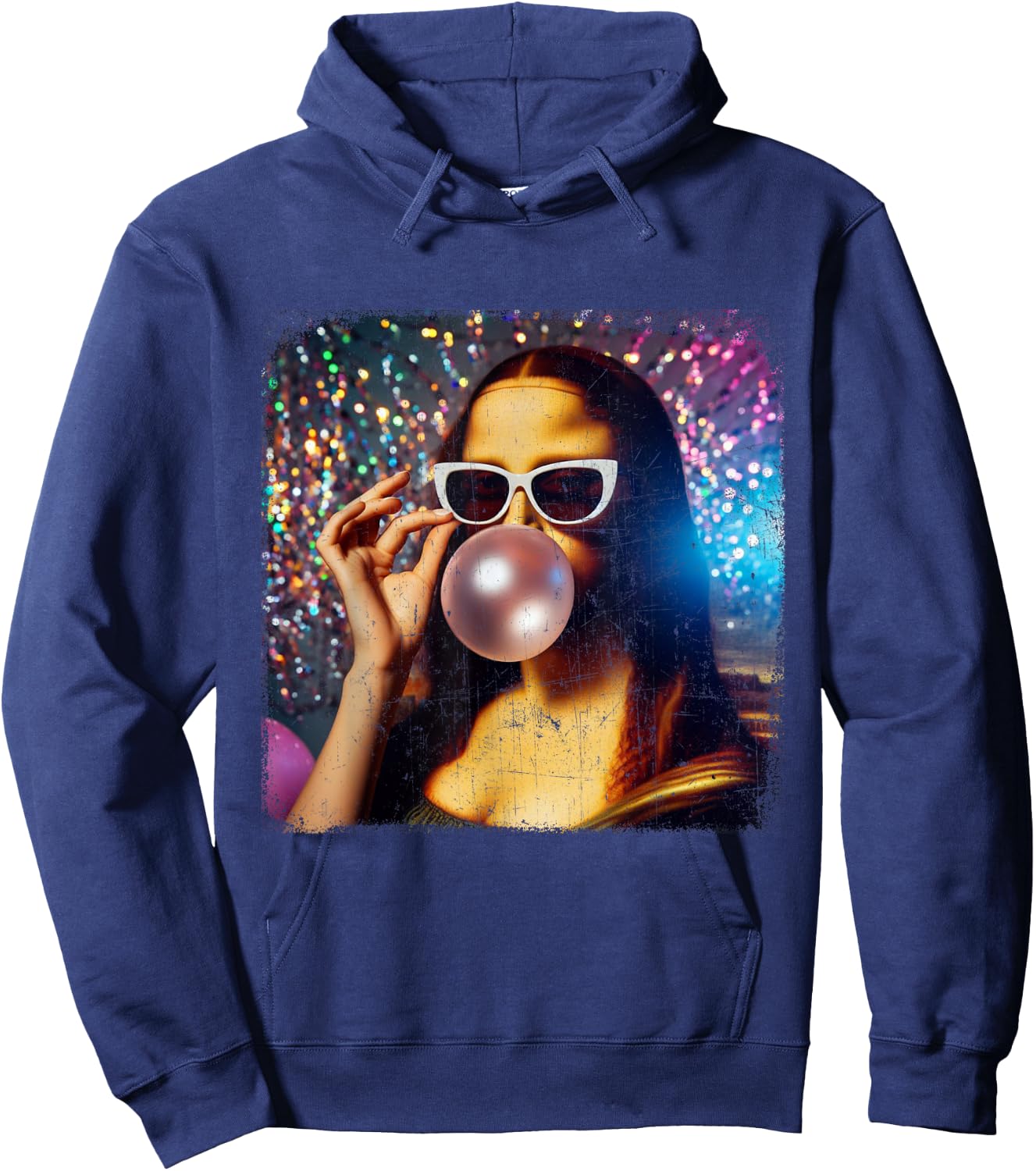 Funny Mona Lisa Bubblegum Gum Leonardo da Vinci Hoodie - Hoodie | Navy