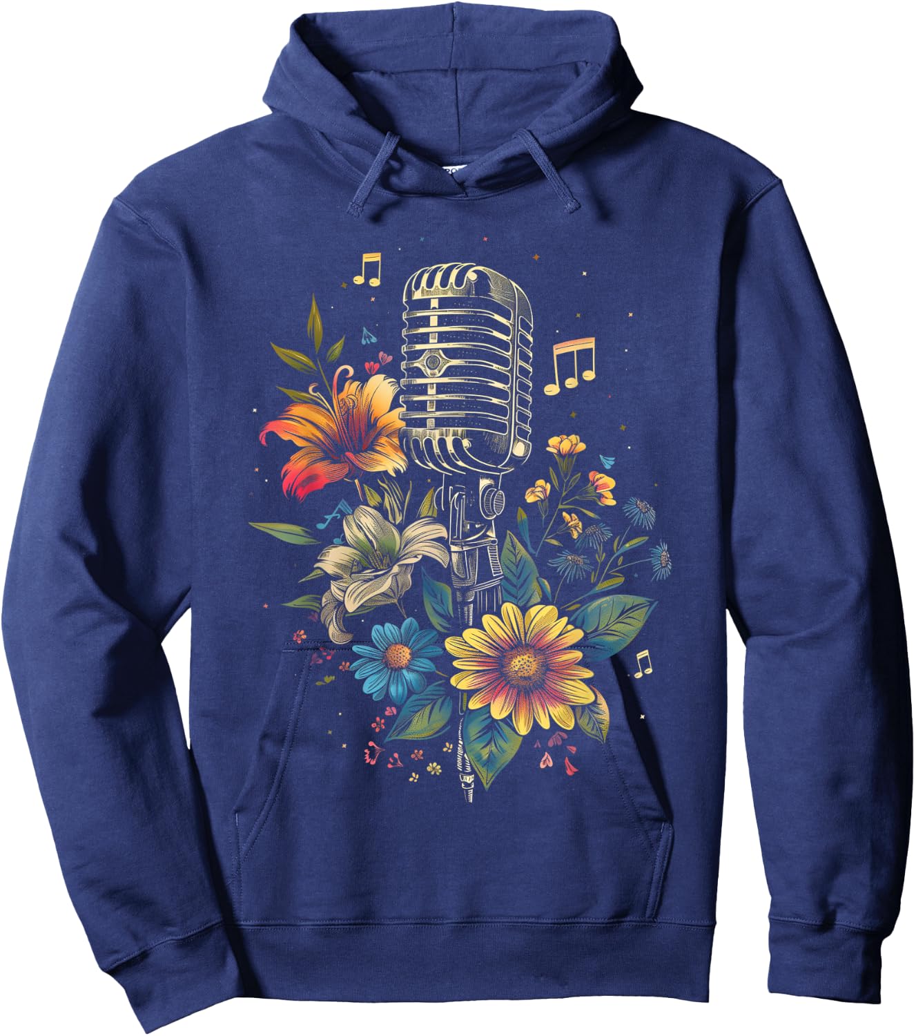 Singer Vintage Microphone Karaoke Vocalist Music Musician Hoodie - Hoodie | Navy