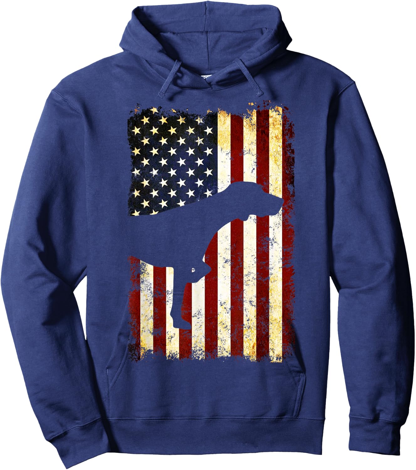 German Shorthaired Pointer Silhouette American Flag Hoodie - Hoodie | Navy
