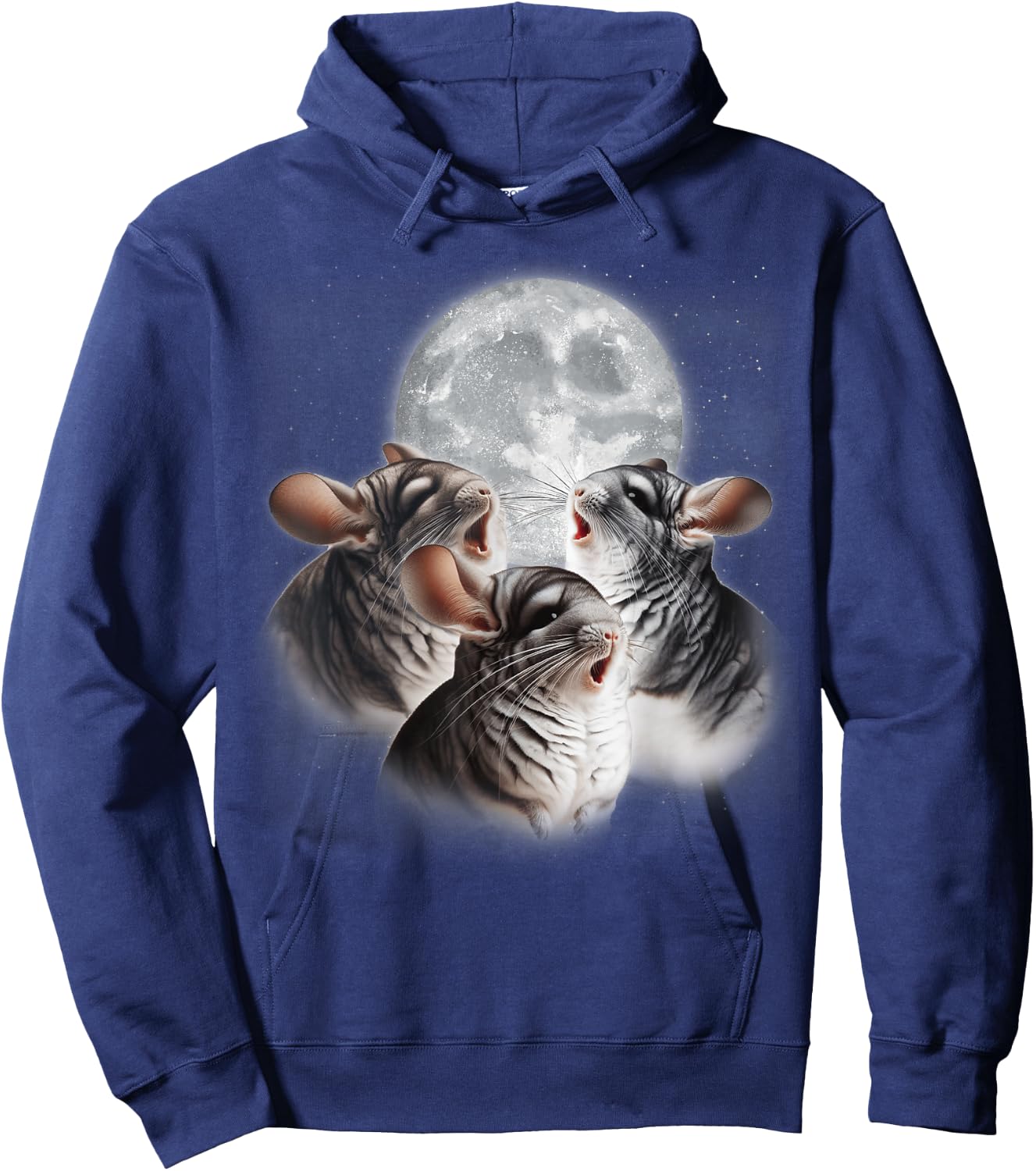 3 Chinchilla Howling At The Moon Funny Chinchilla Lover Kids Hoodie - Hoodie | Navy