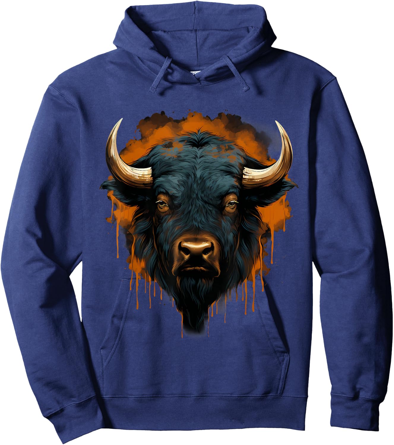 Bison Portrait Splash Buffalo Colorful Artwork Wildlife Hoodie - Hoodie | Navy