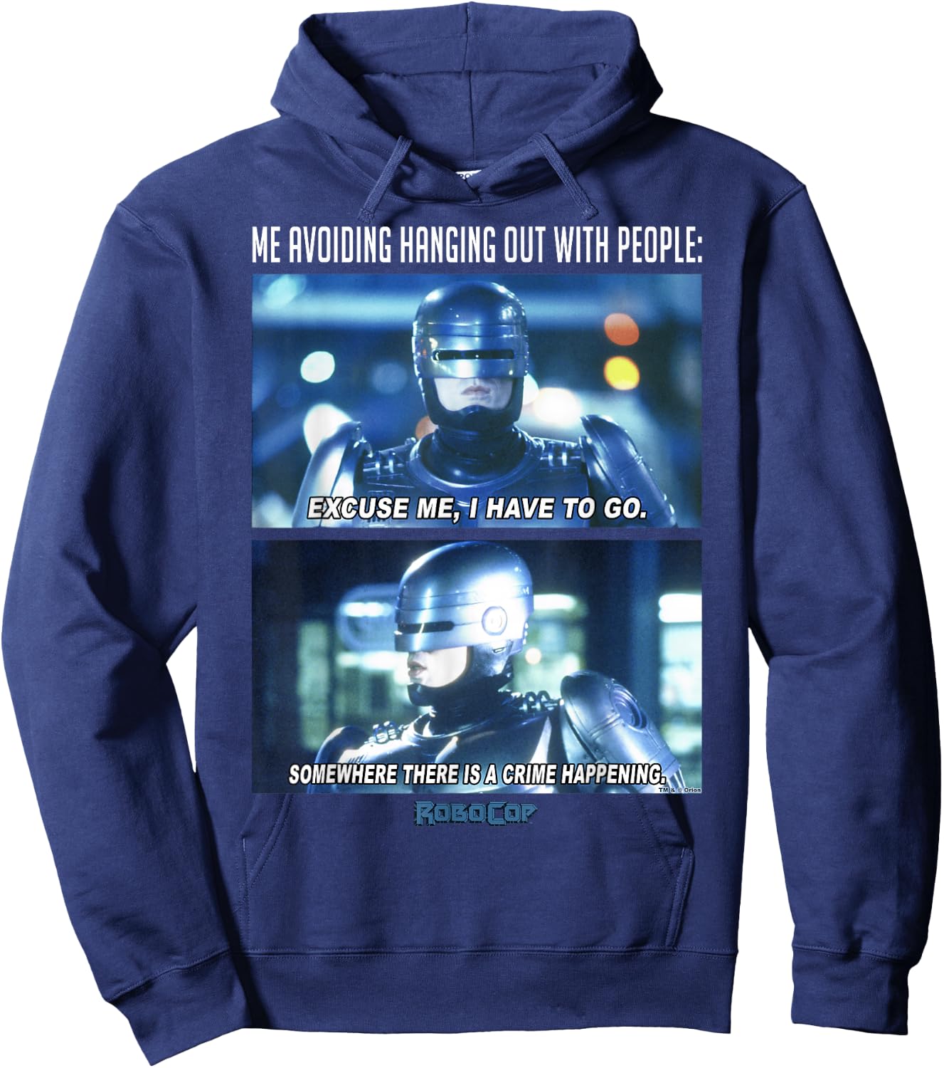 RoboCop Me Avoiding Hanging Out With People Meme Hoodie - Hoodie | Navy