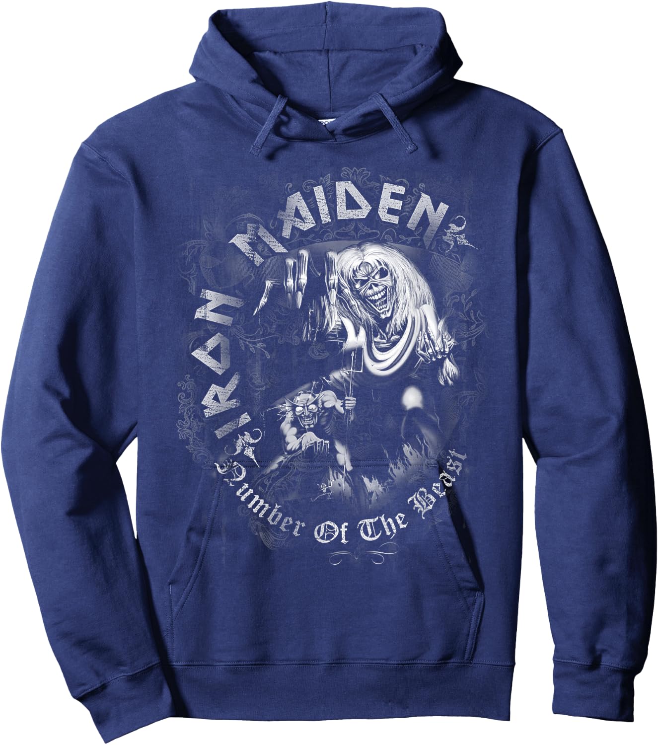 Iron Maiden - Number of the Beast Greyscale Hoodie - Hoodie | Navy