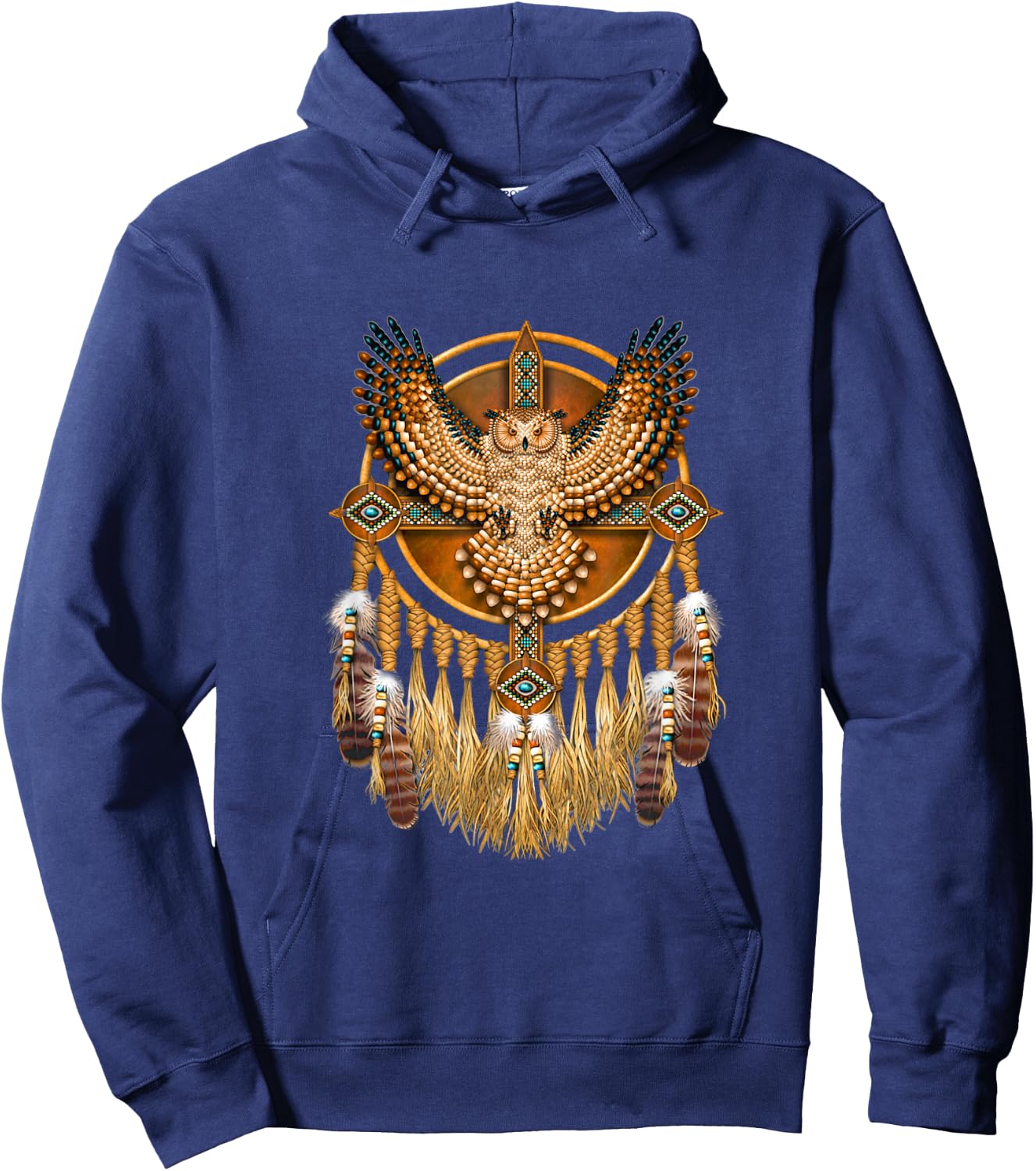 Native American Tribal Art Owl, Mystic owl Hoodie - Hoodie | Navy