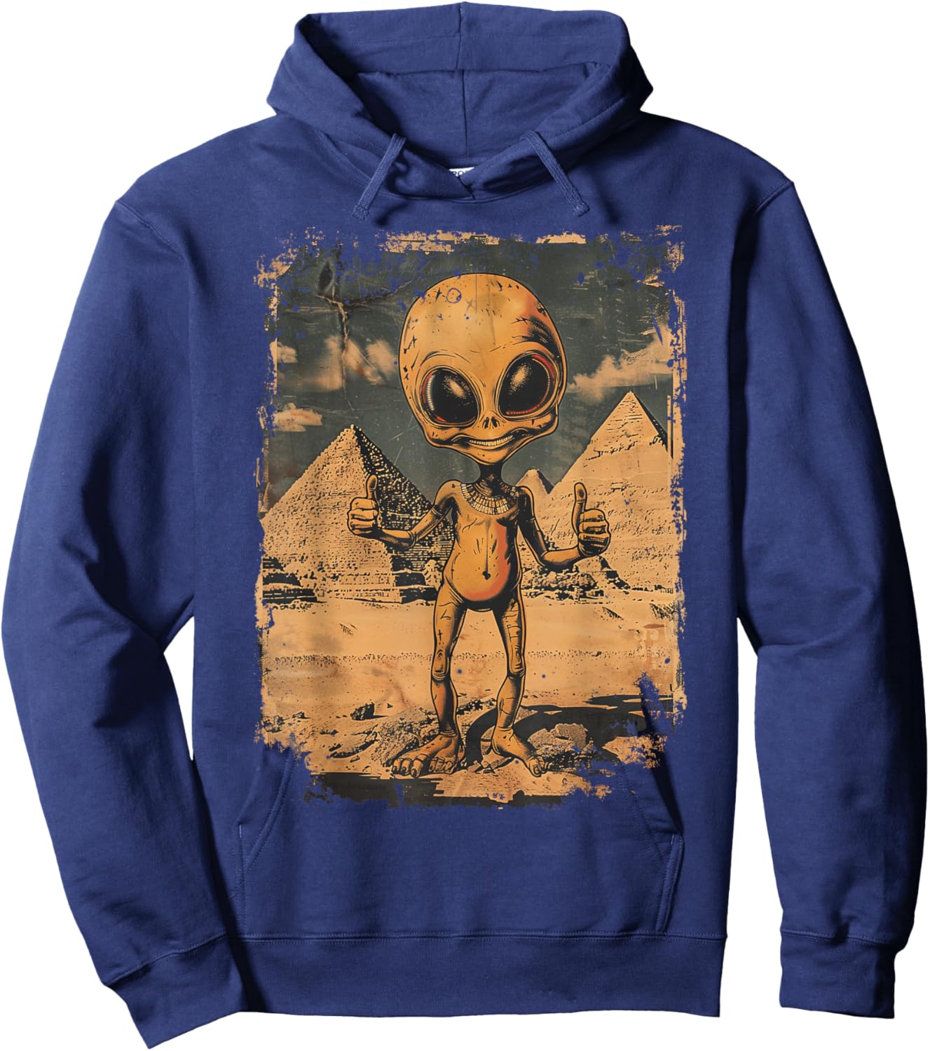 Alien Ancient Thumbs with Pyramid Sci-Fi Egypt Hoodie - Hoodie | Navy
