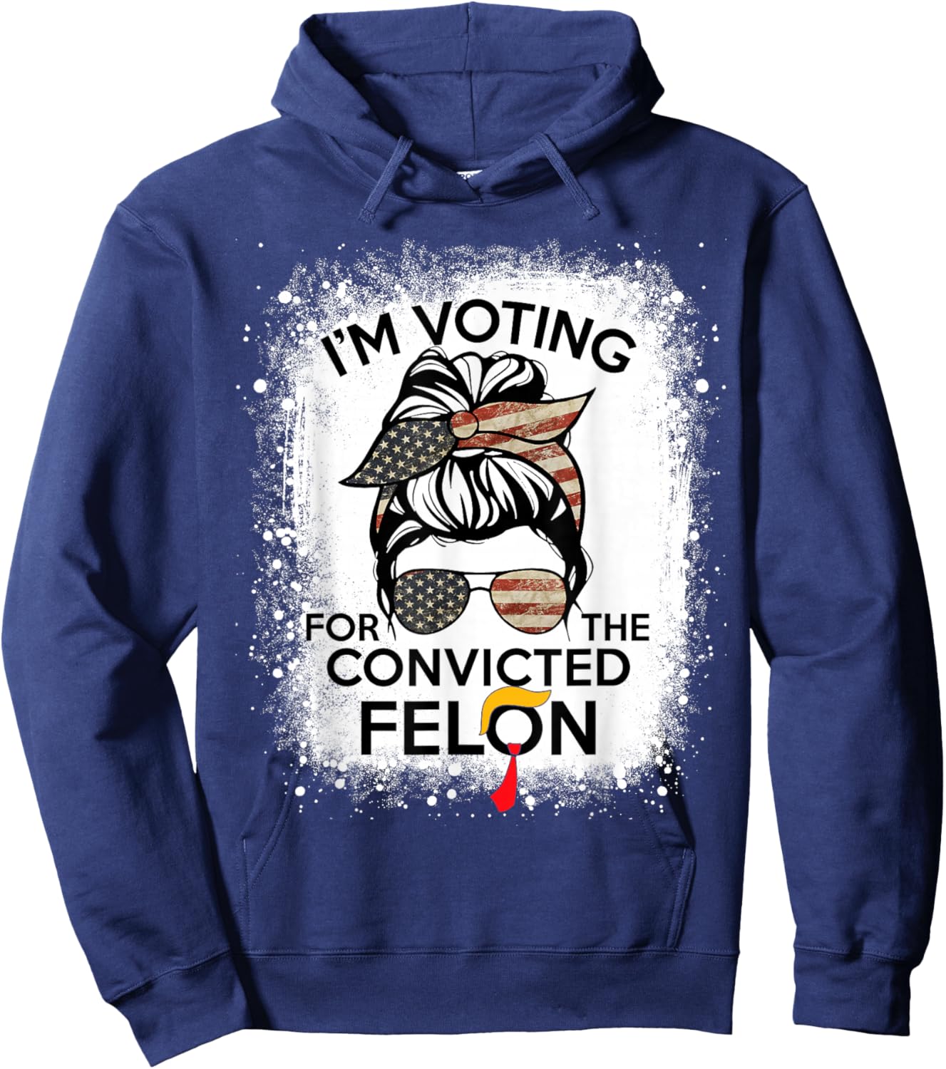 Trump 2024 Convicted Felon, I'm Voting Convicted Felon 2024 , Small, Black Hoodie - Hoodie | Navy