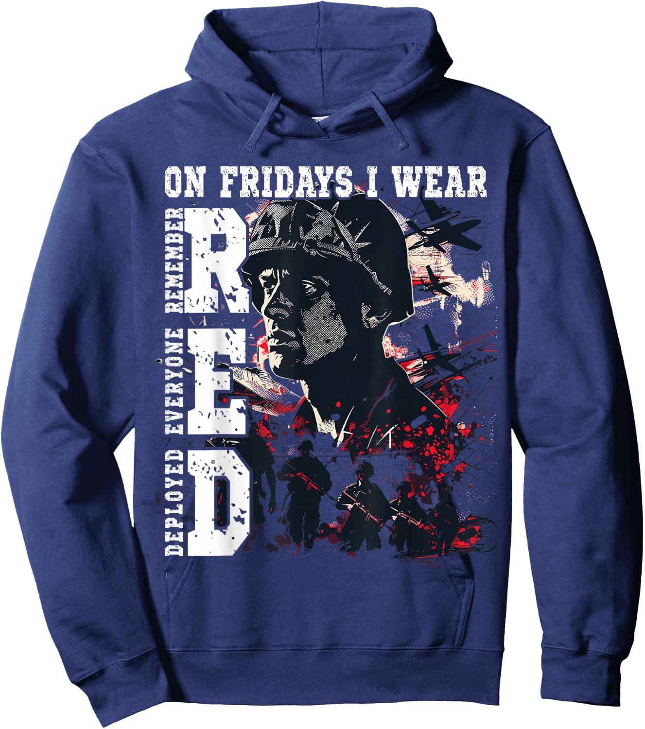 On Fridays I Wear Red USA Support American Troops Hoodie - Hoodie | Navy