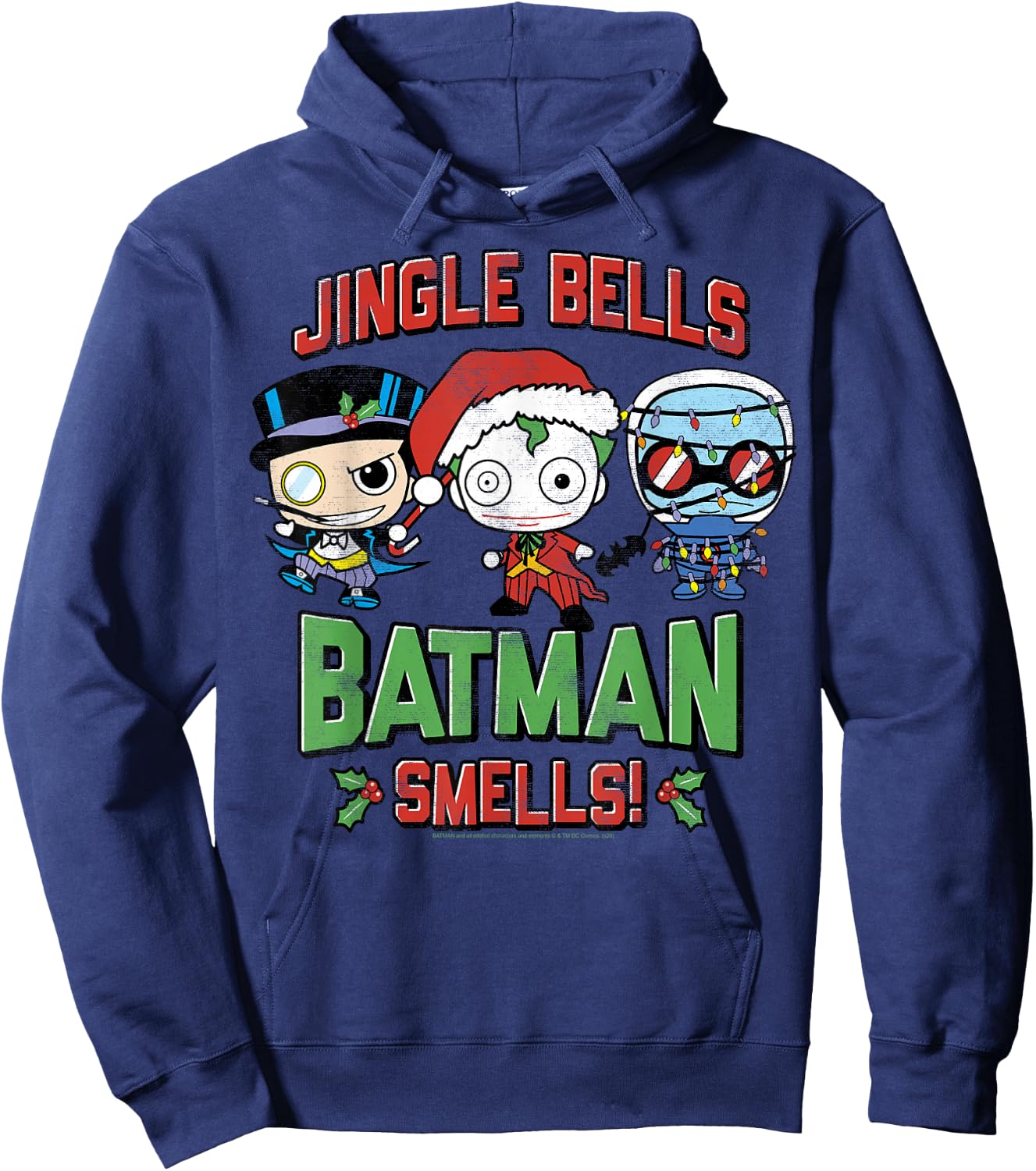 DC Comics Christmas Villains Jingle Bells Batman Smells Hoodie - Hoodie | Navy