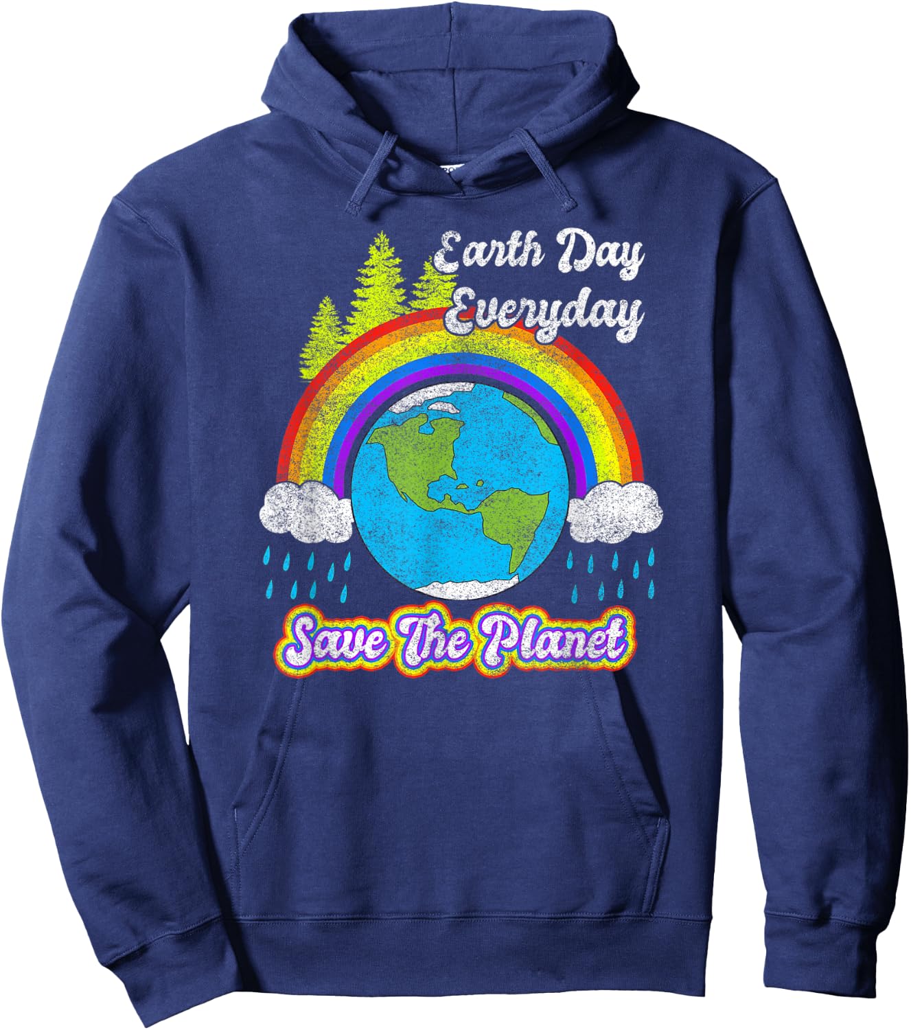 Save The Planet Vintage Rainbow 2021 Earth Day Everyday Hoodie - Hoodie | Navy