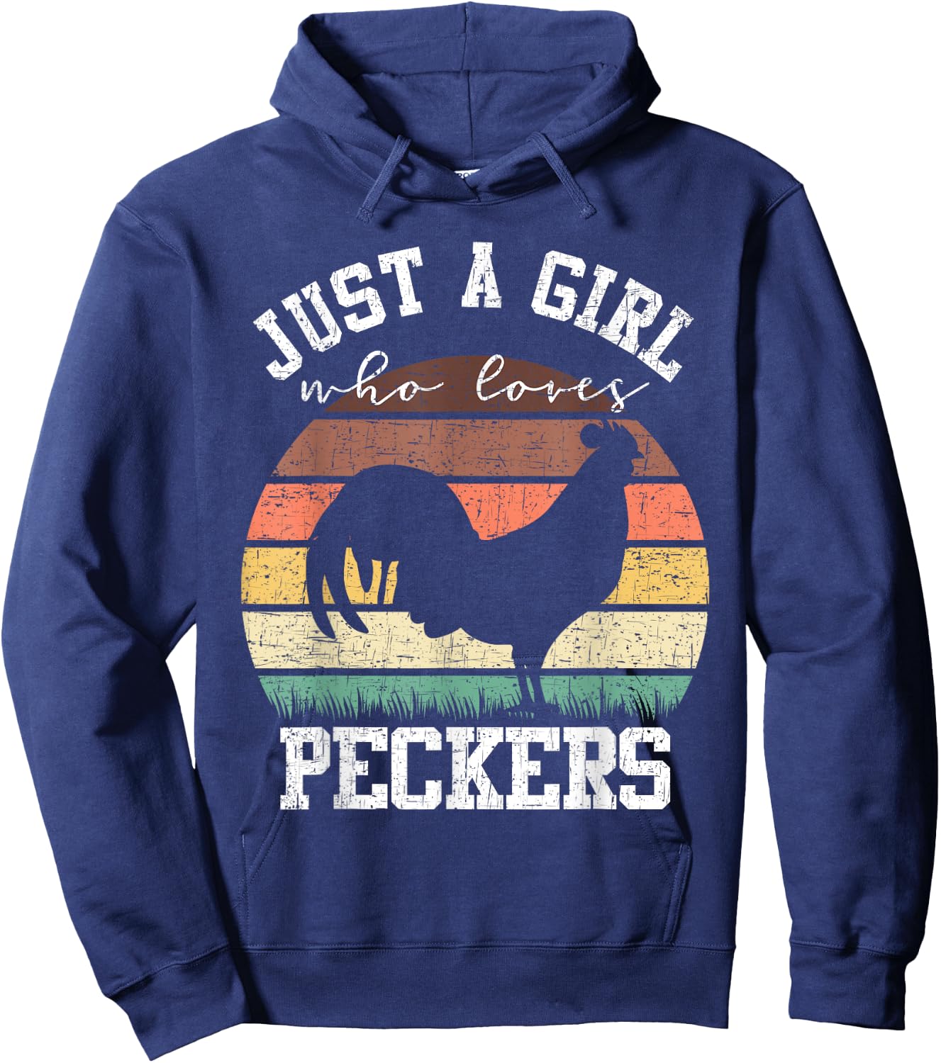 Just A Girl Who Loves Peckers Funny Chicken Farmer Lover Hoodie - Hoodie | Navy