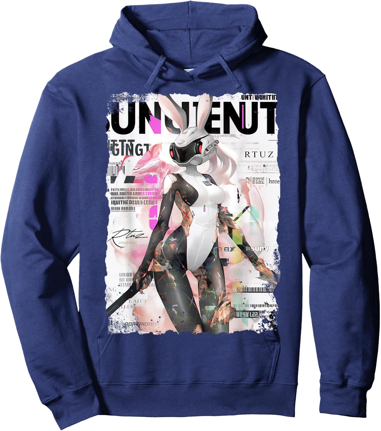 Magazine Cover Vintage Girl Bunny Collage Sexy Model Pin-Up Hoodie - Hoodie | Navy