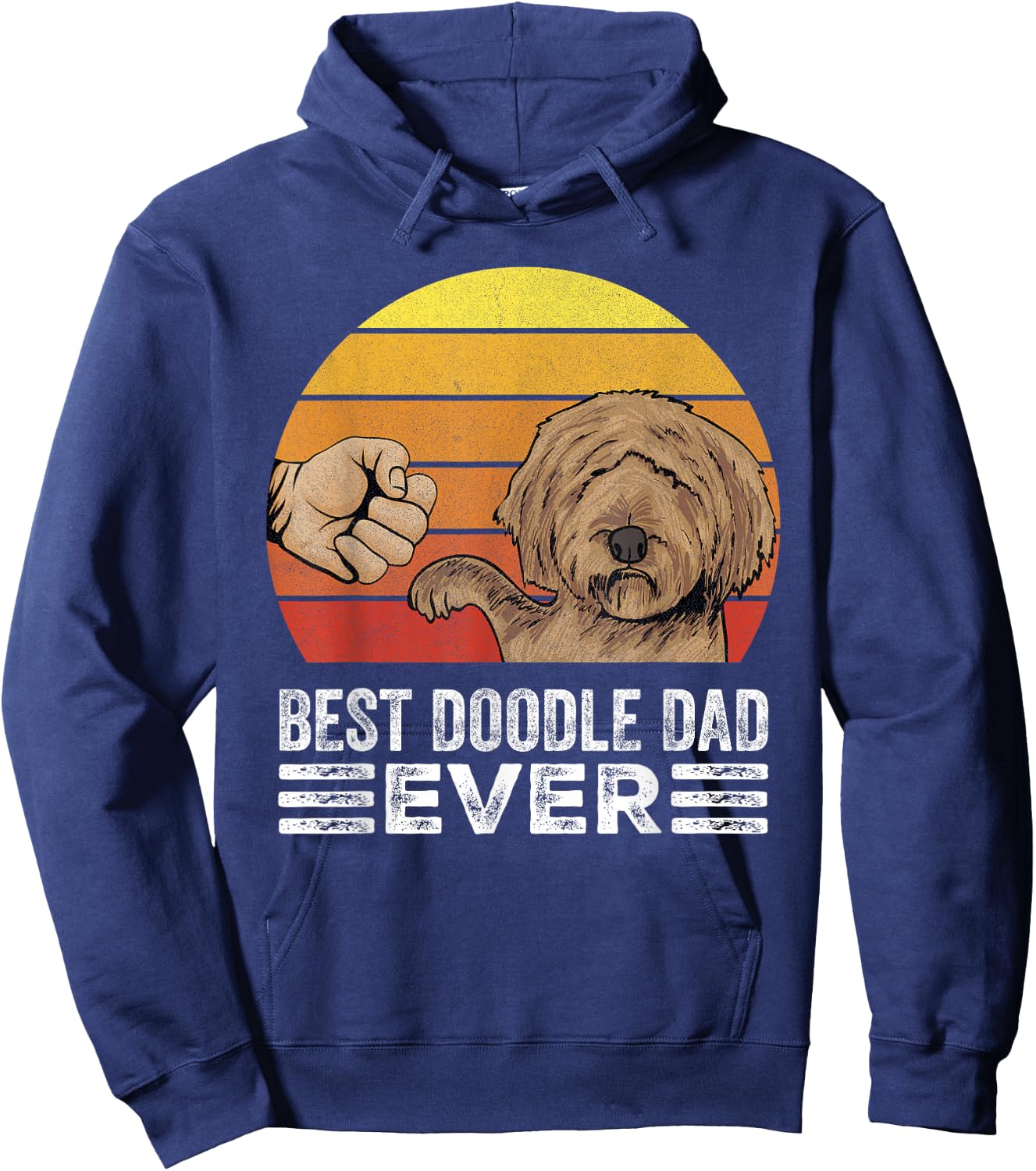 Retro Best Doodle Dad Ever Shirt Vintage Goldendoodle Dad Hoodie - Hoodie | Navy