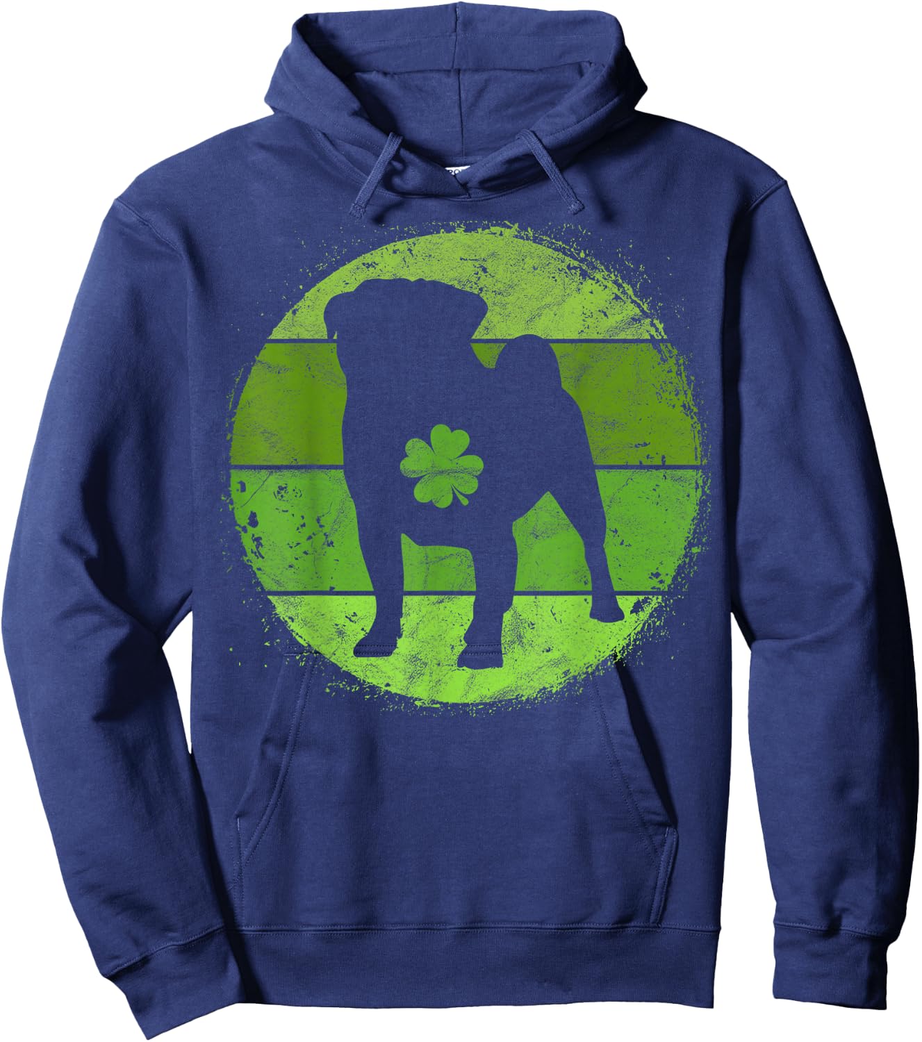 Circular Pug Irish Shamrock Puggle Dog St Patrick's Day Women Kids Hoodie - Hoodie | Navy