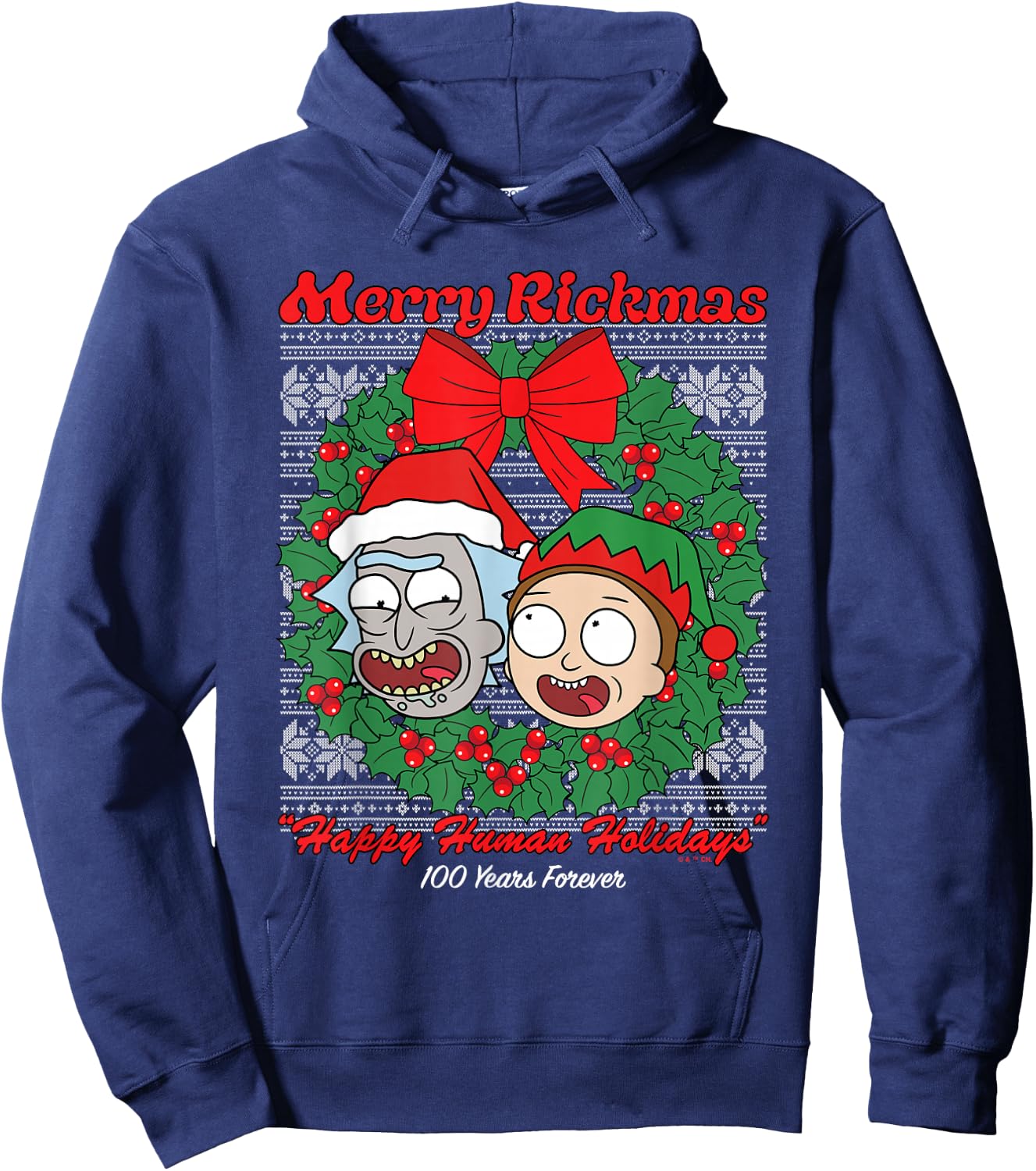 Rick and Morty Merry Rickmas Ugly Christmas Hoodie - Hoodie | Navy