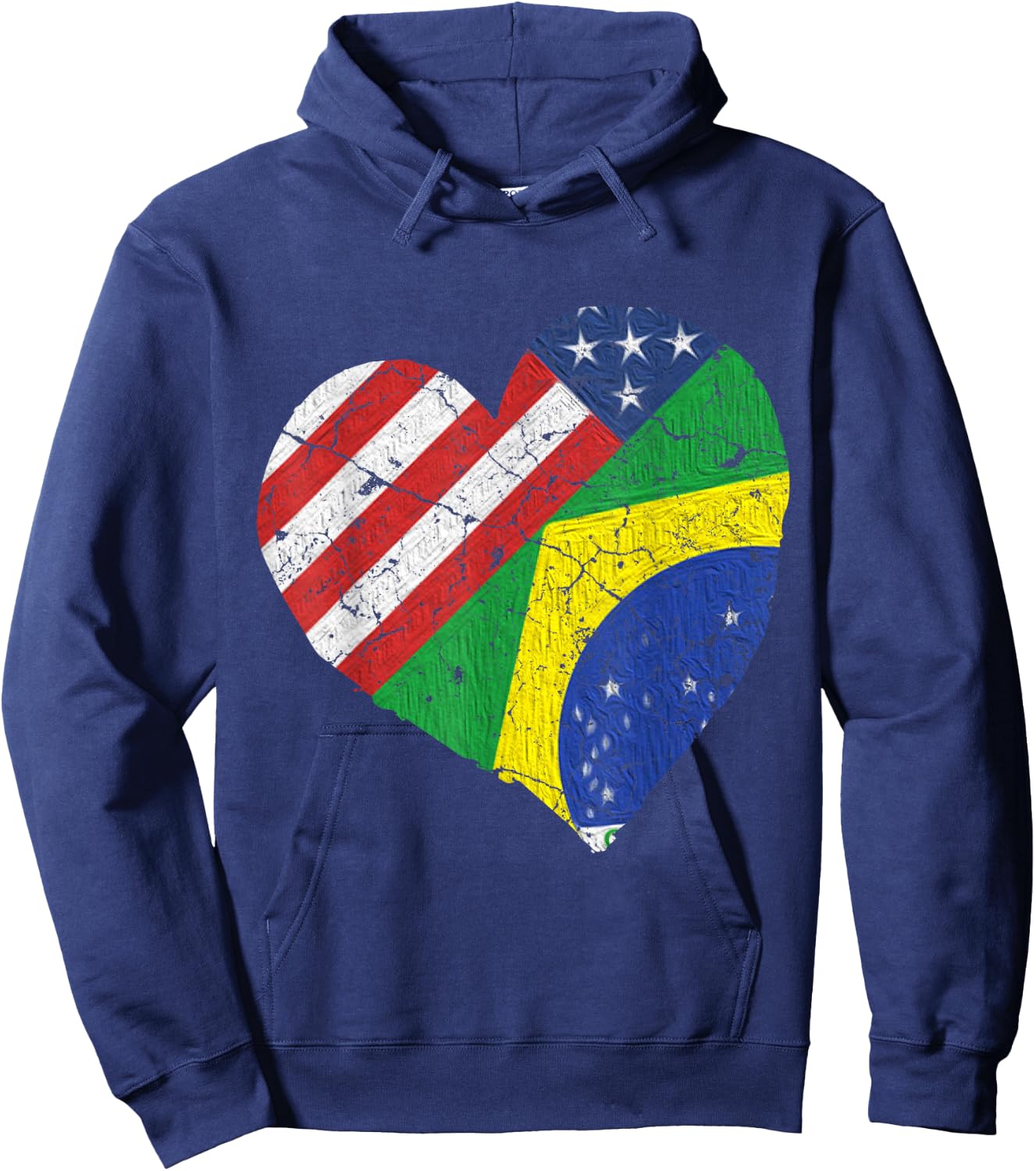 Half Brazilian Half American Flag Brazil USA Pride Hoodie - Hoodie | Navy