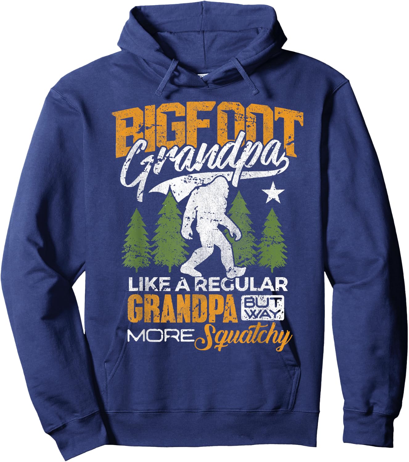 Bigfoot Grandpa Grandfather Sasquatch Yeti Camping Hoodie - Hoodie | Navy