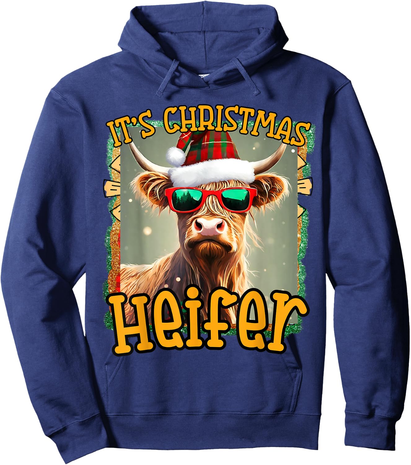 cute Christmas funny women heifer cow highland hyland cows Hoodie - Hoodie | Navy