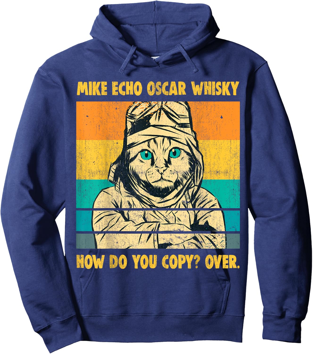 Mike Echo Oscar Whisky Flying Cat Pilot MEOW Cat Owners Gift Women Hoodie - Hoodie | Navy