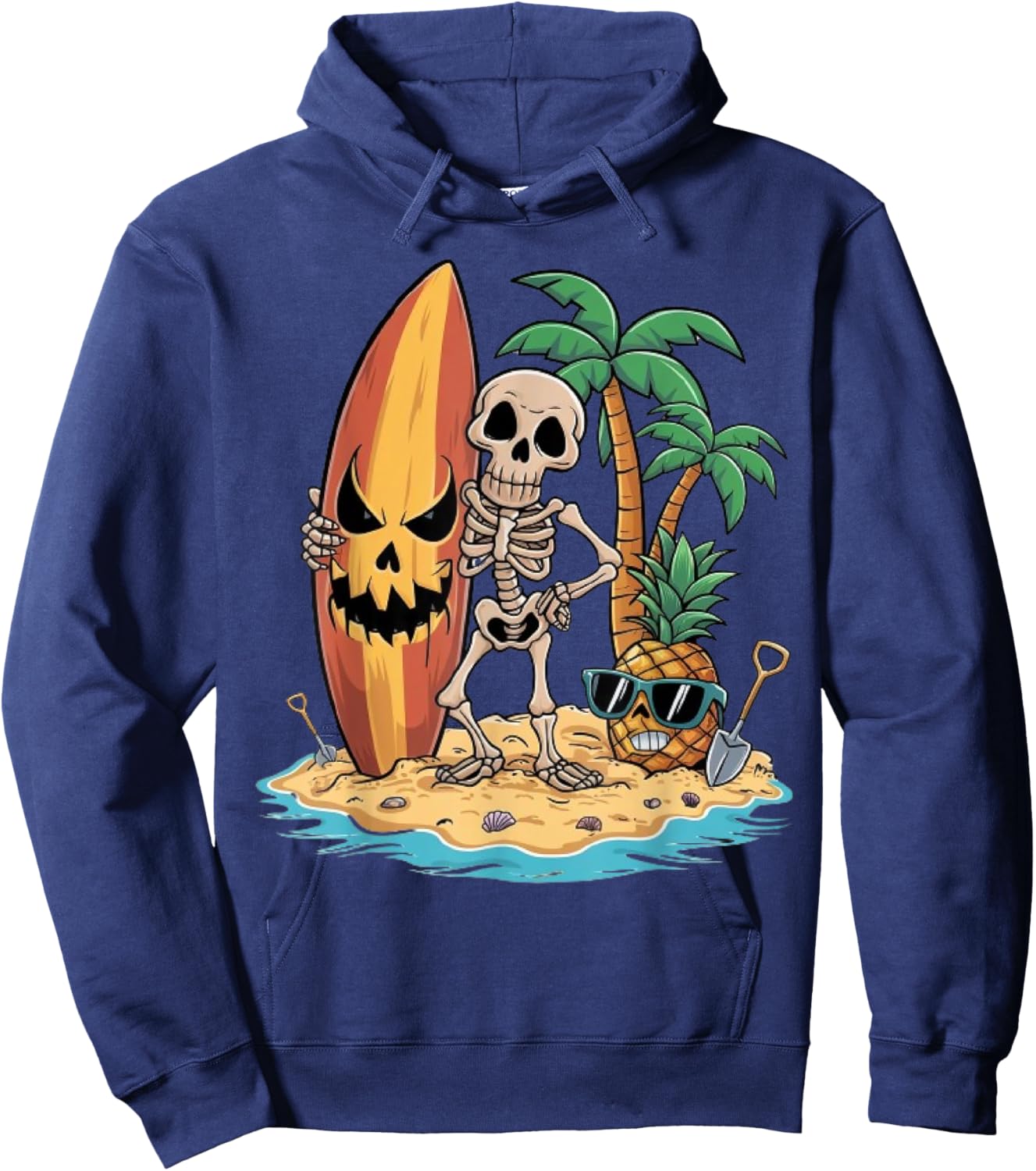 Skeleton Surfing Halloween Hawaii Men Women Surfer Hoodie - Hoodie | Navy