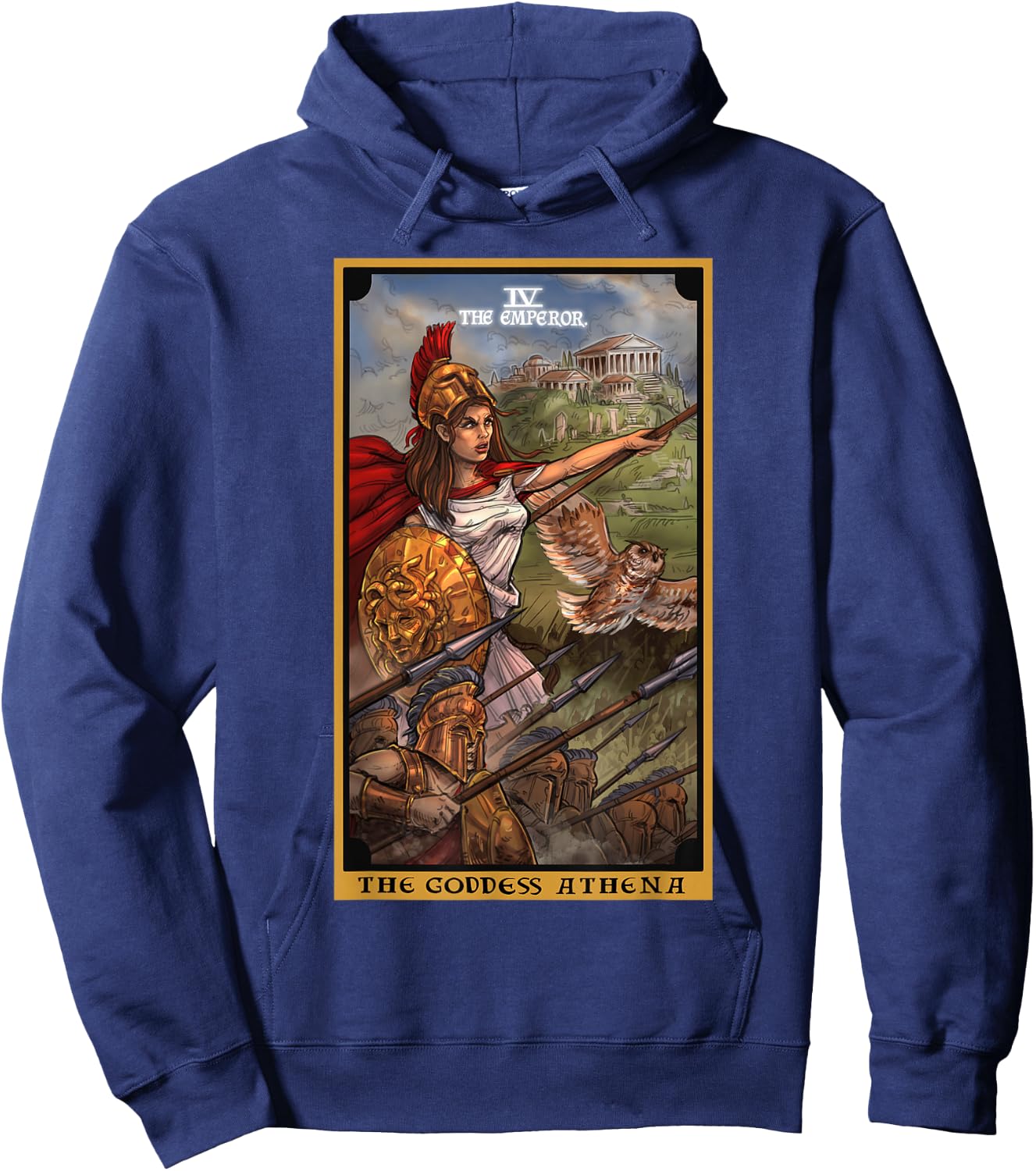The Goddess Athena The Emperor Tarot Card Greek Mythology Hoodie - Hoodie | Navy