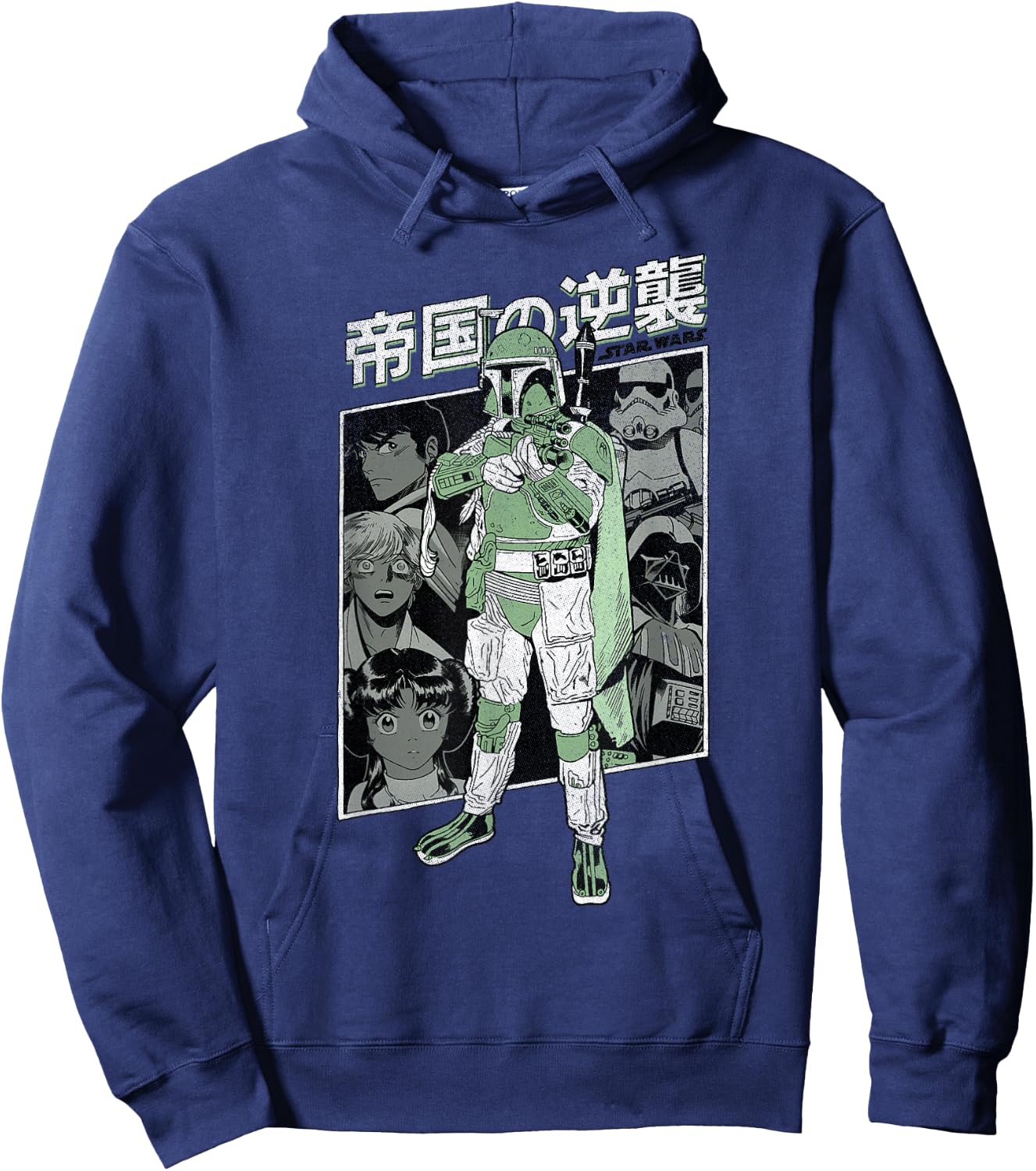 Star Wars Boba Fett Kanji Anime Poster Hoodie - Hoodie | Navy