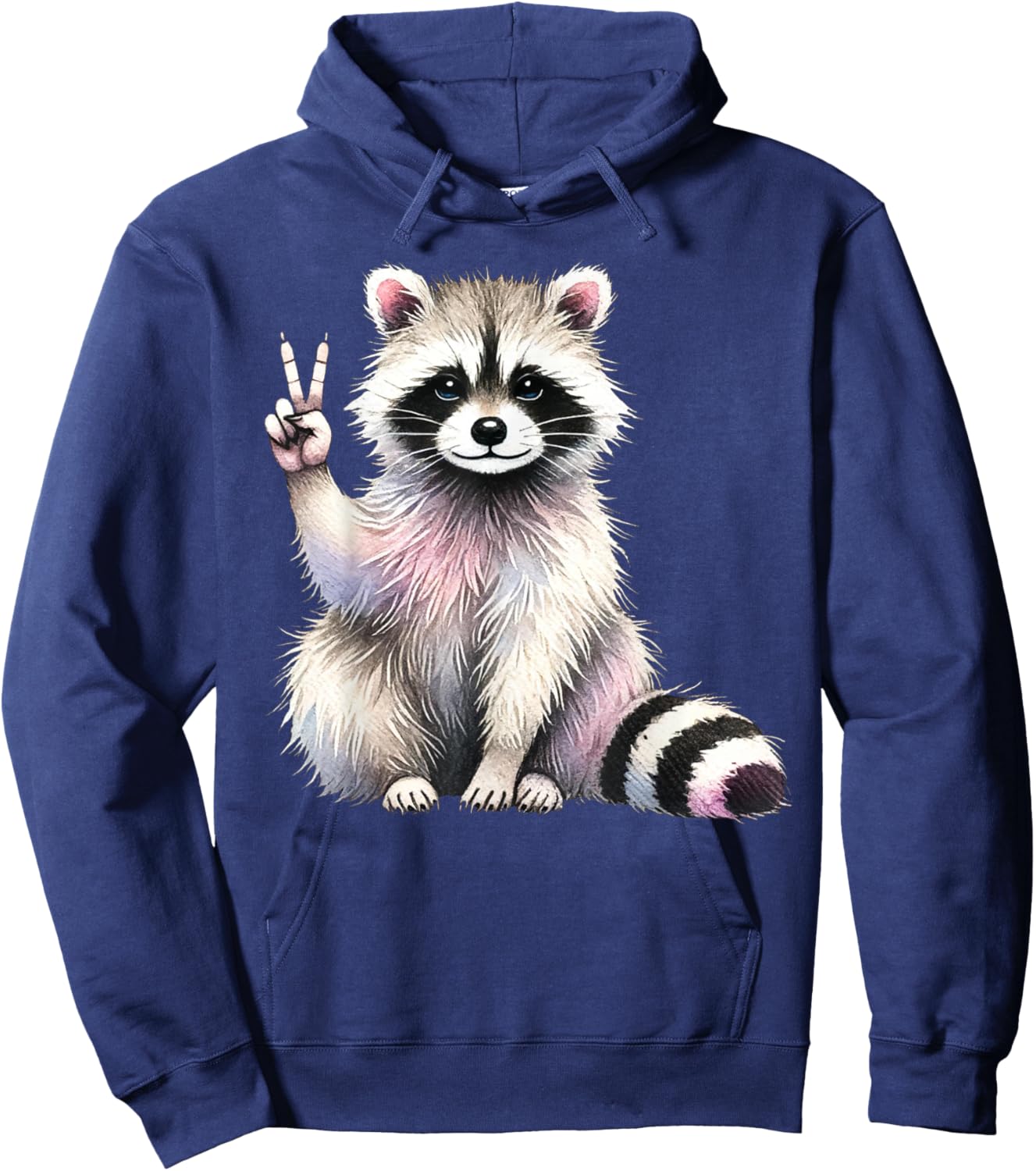 Raccoon Peace Sign Animal Lovers Hoodie - Hoodie | Navy