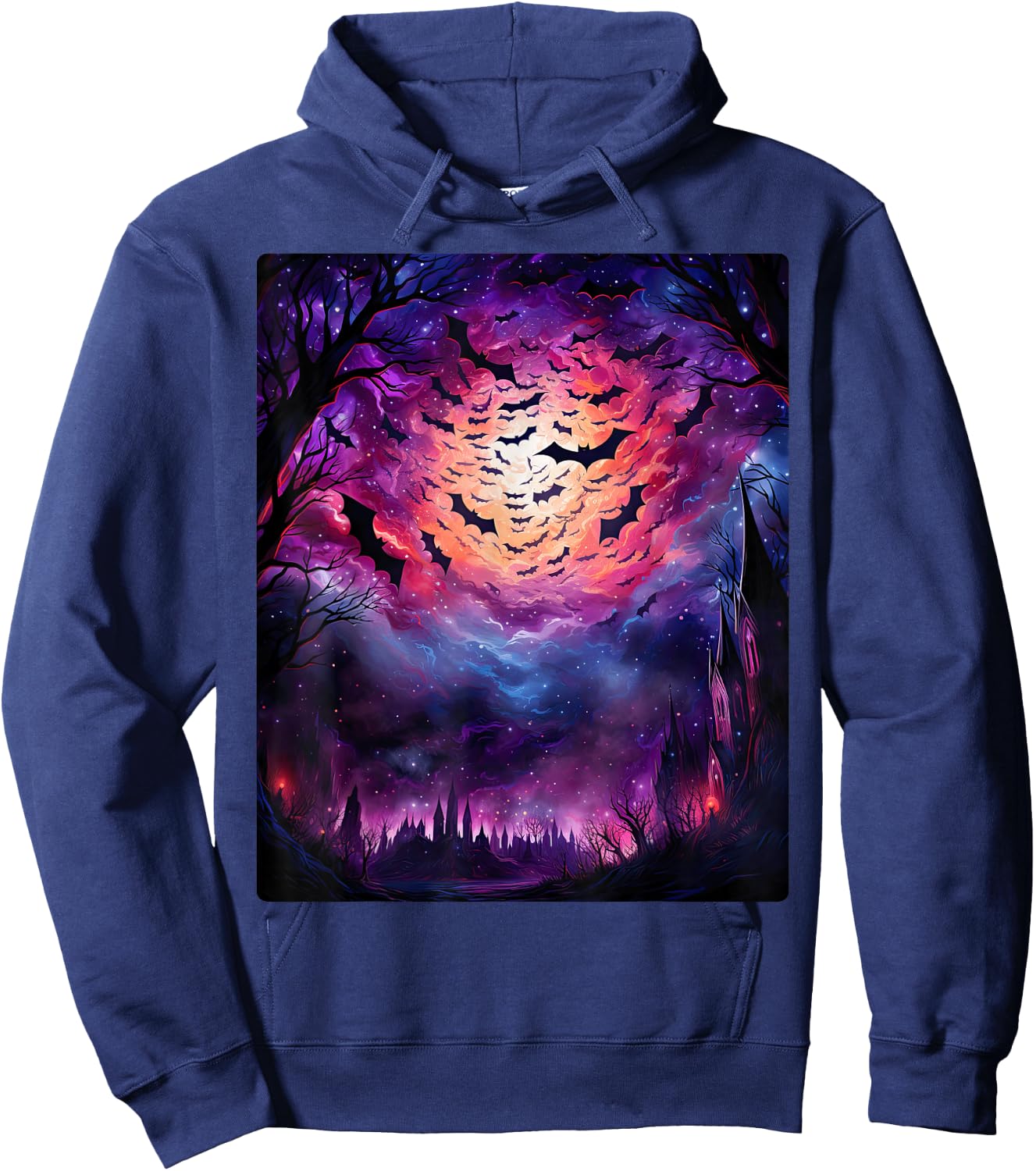 Gothic Bat Spooky Bats Pattern Moon Night Hoodie - Hoodie | Navy