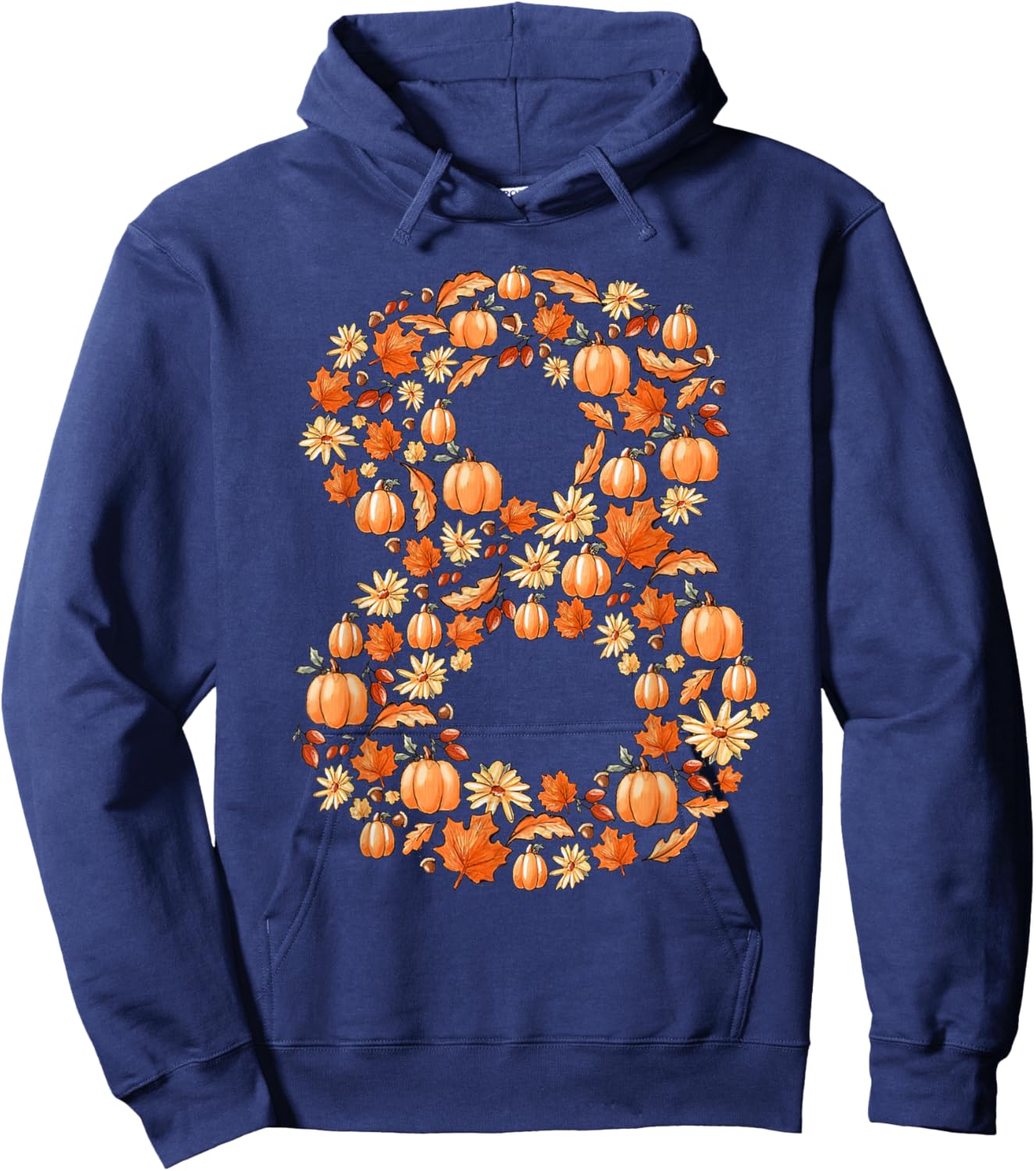 It's My 8th Birthday Pumpkin Fall Leaves Autumn 8 Year Old Hoodie - Hoodie | Navy