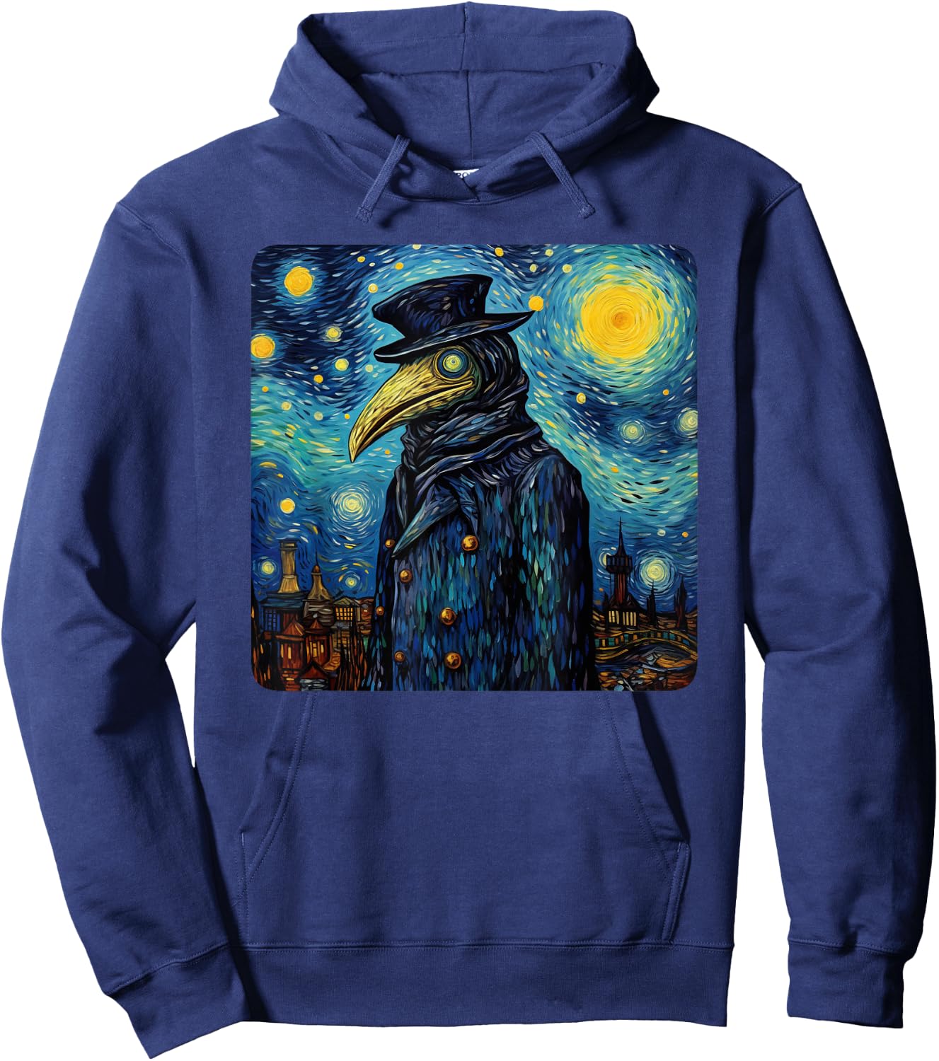 Funny Plague Doctor Starry Night Van Gogh leeches medical Hoodie - Hoodie | Navy