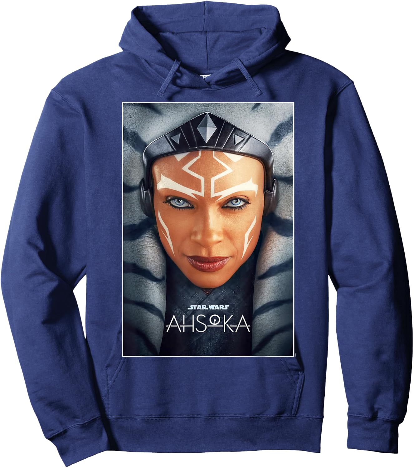 Star Wars Ahsoka Tano Face & Logo Series Poster Art Disney+ Hoodie - Hoodie | Navy
