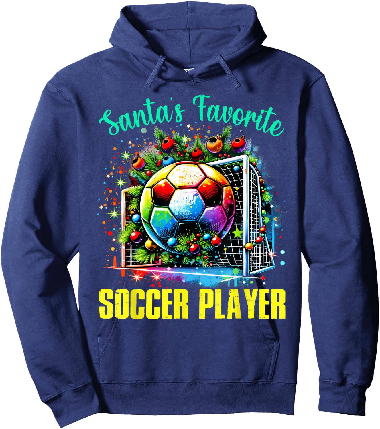 Santa's Favorite Soccer Player Christmas Pajamas Hoodie - Hoodie | Navy