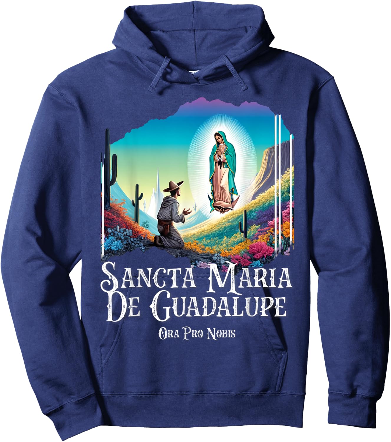 Our Lady Of Guadalupe Marian Catholic Hoodie - Hoodie | Navy
