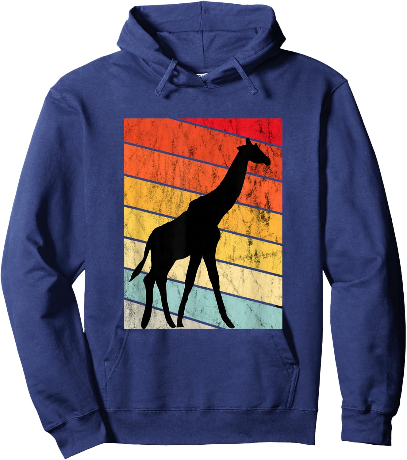 Giraffe Lover Sunset Retro Sunset Zoo Animal Giraffe Hoodie - Hoodie | Navy
