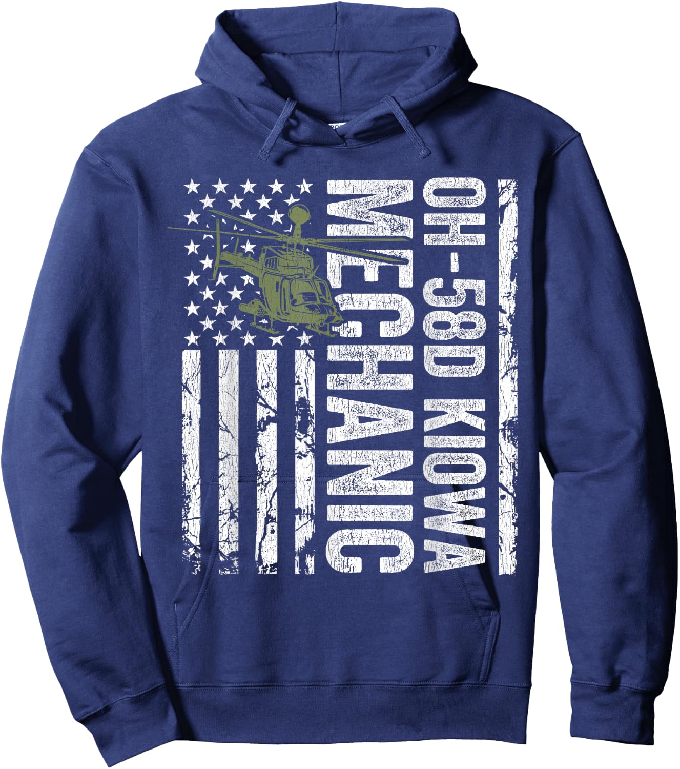 OH-58D Kiowa Warrior Helicopter Mechanic Veteran Hoodie - Hoodie | Navy