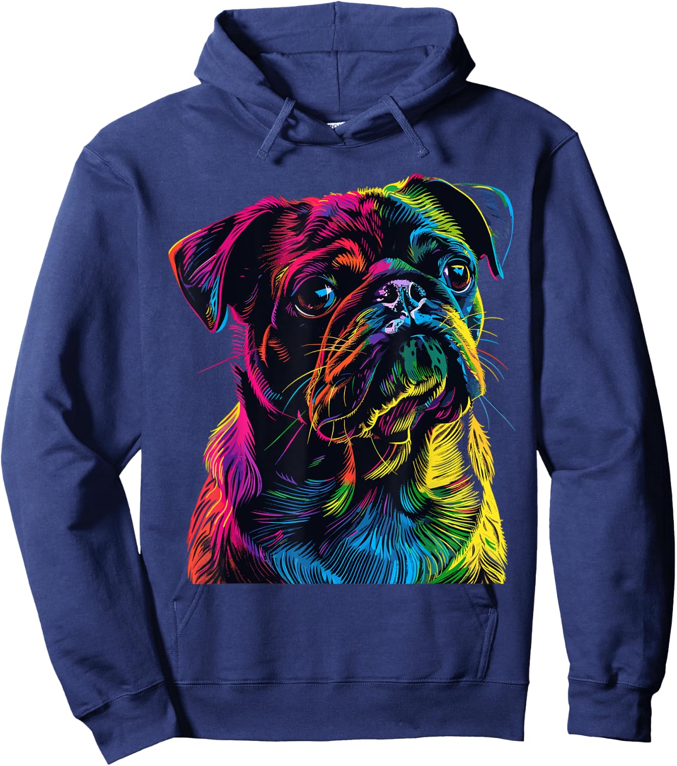 Pug Pop Art Colorful Portrait for Dog Lovers Women Kids Hoodie - Hoodie | Navy