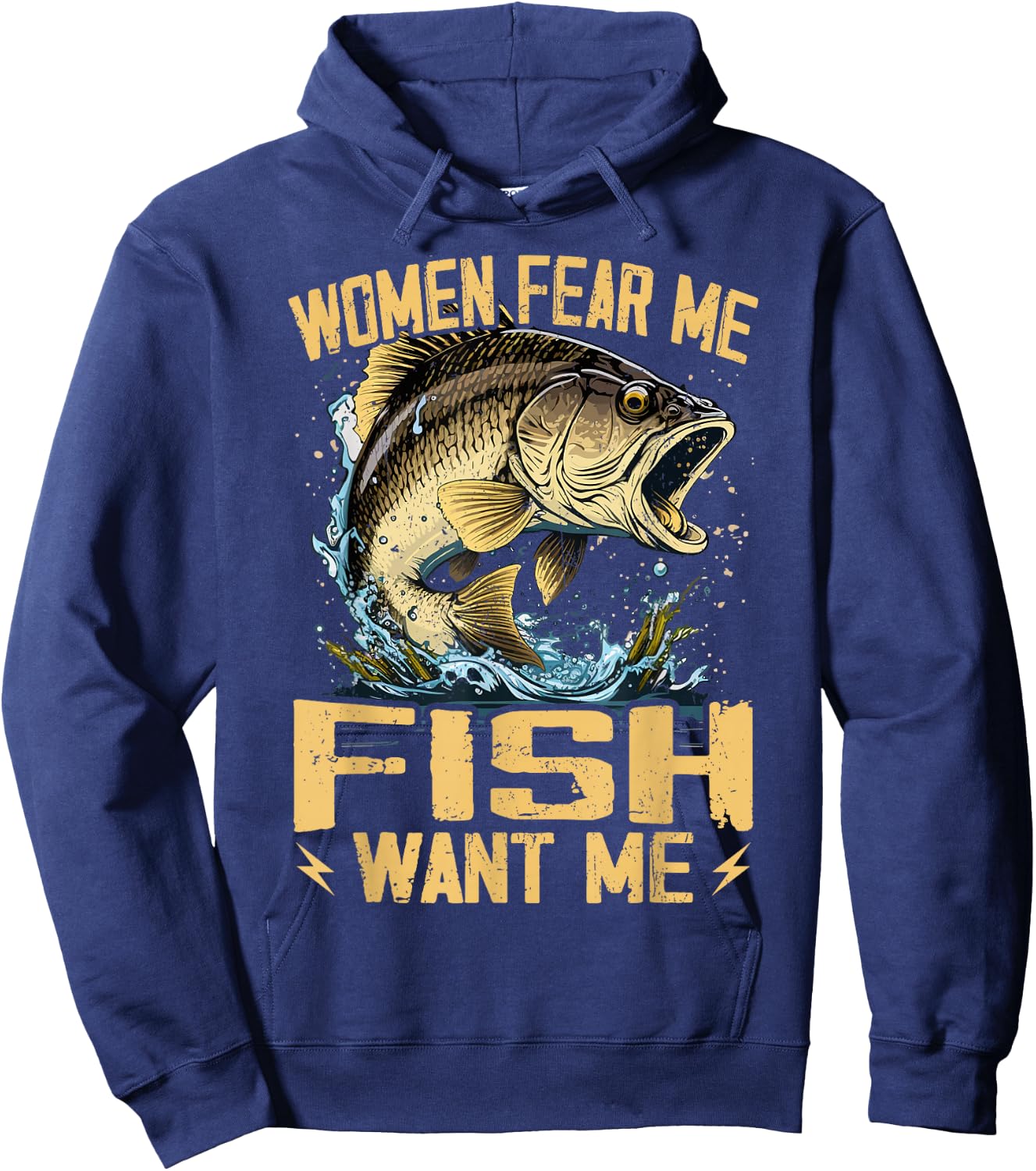 Women Fear Me Fish Want Me Funny Fishing Hoodie - Hoodie | Navy