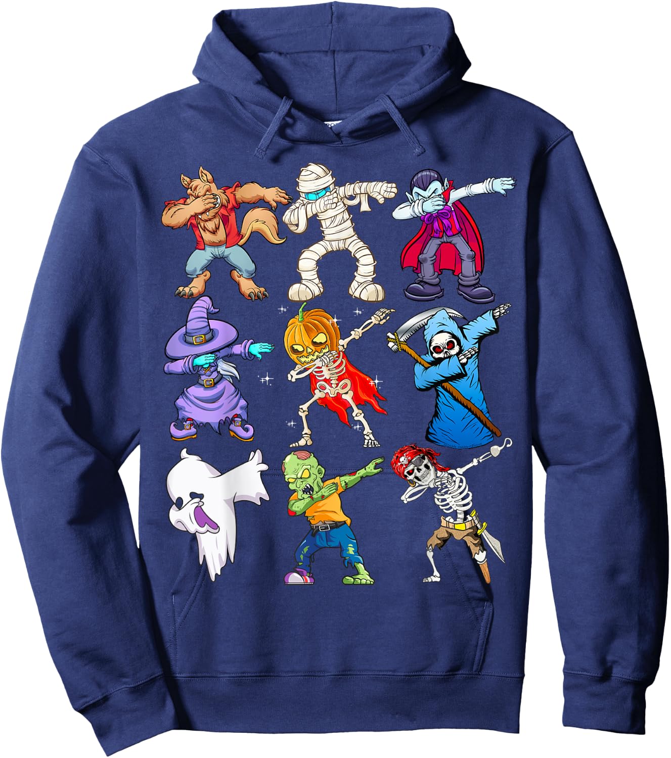 Dabbing Halloween Monsters Skeleton Pirate Pumpkin Dabbing Hoodie - Hoodie | Navy