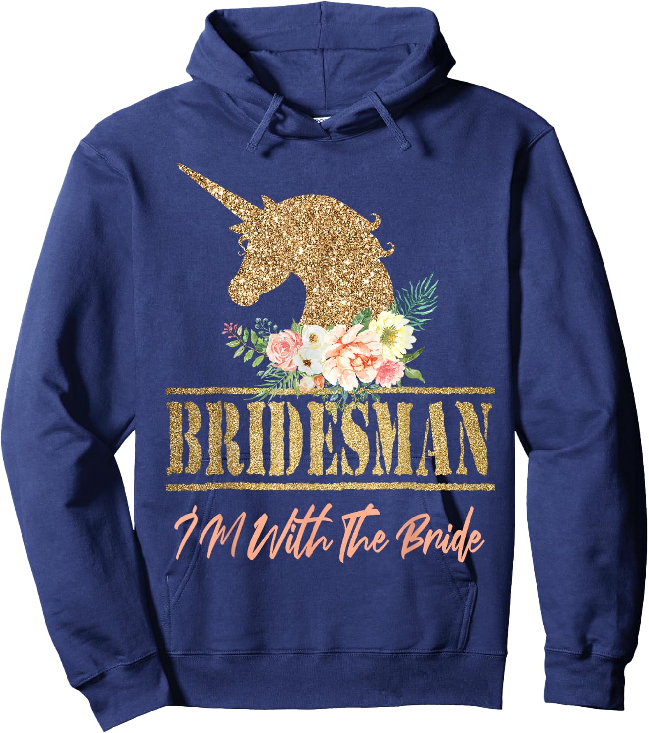 Unicorn Bridesman Gift Wedding Bridal Party Bridesmaid Hoodie - Hoodie | Navy