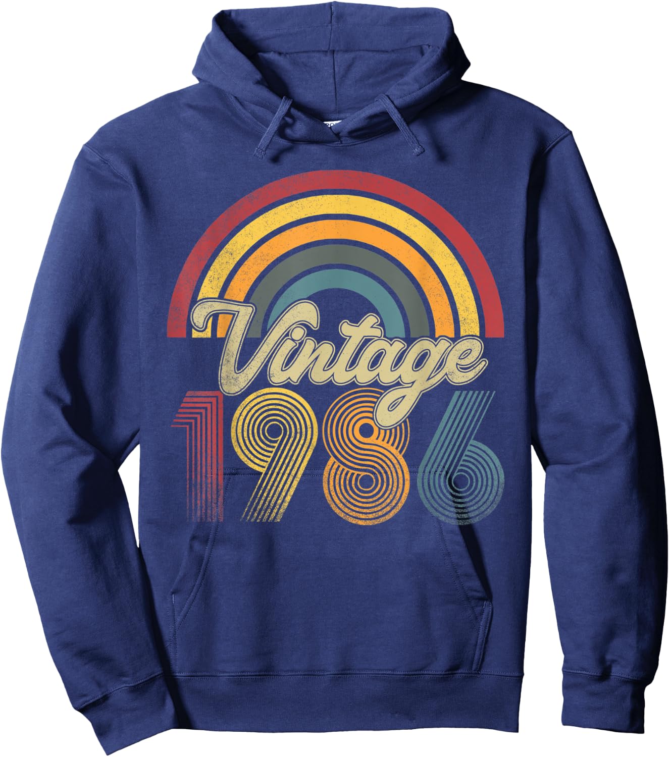 Vintage 1986 37th Birthday Rainbow Retro Style Classic Hoodie - Hoodie | Navy