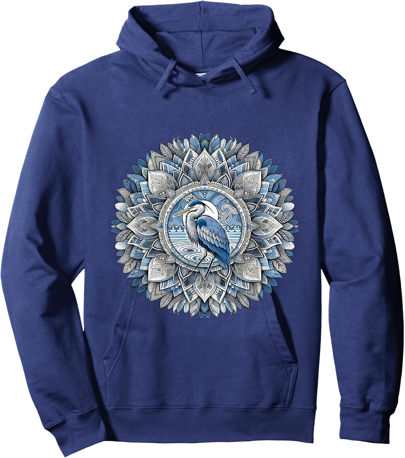Great Blue Heron Mandala - Bird Lovers Design Hoodie - Hoodie | Navy