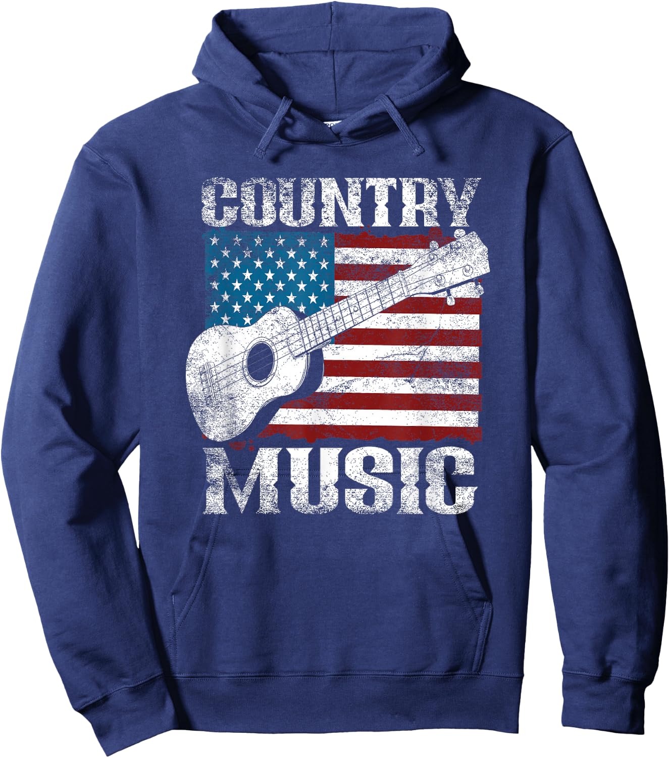 American Flag Guitar Player Funny Country Music Lover Hoodie - Hoodie | Navy