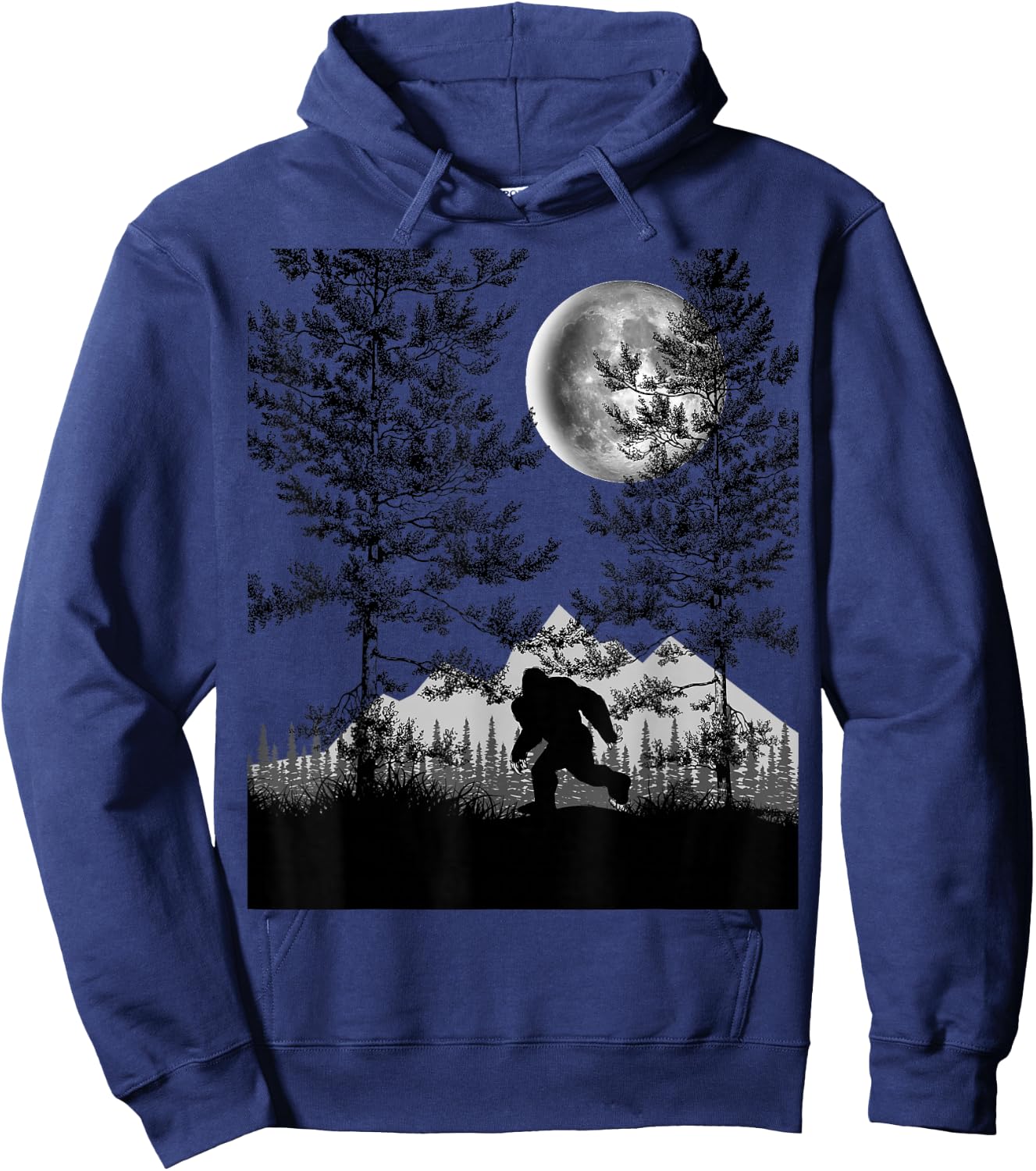 Bigfoot Walking in the Forest Moon Night Sky Sasquatch Hoodie - Hoodie | Navy